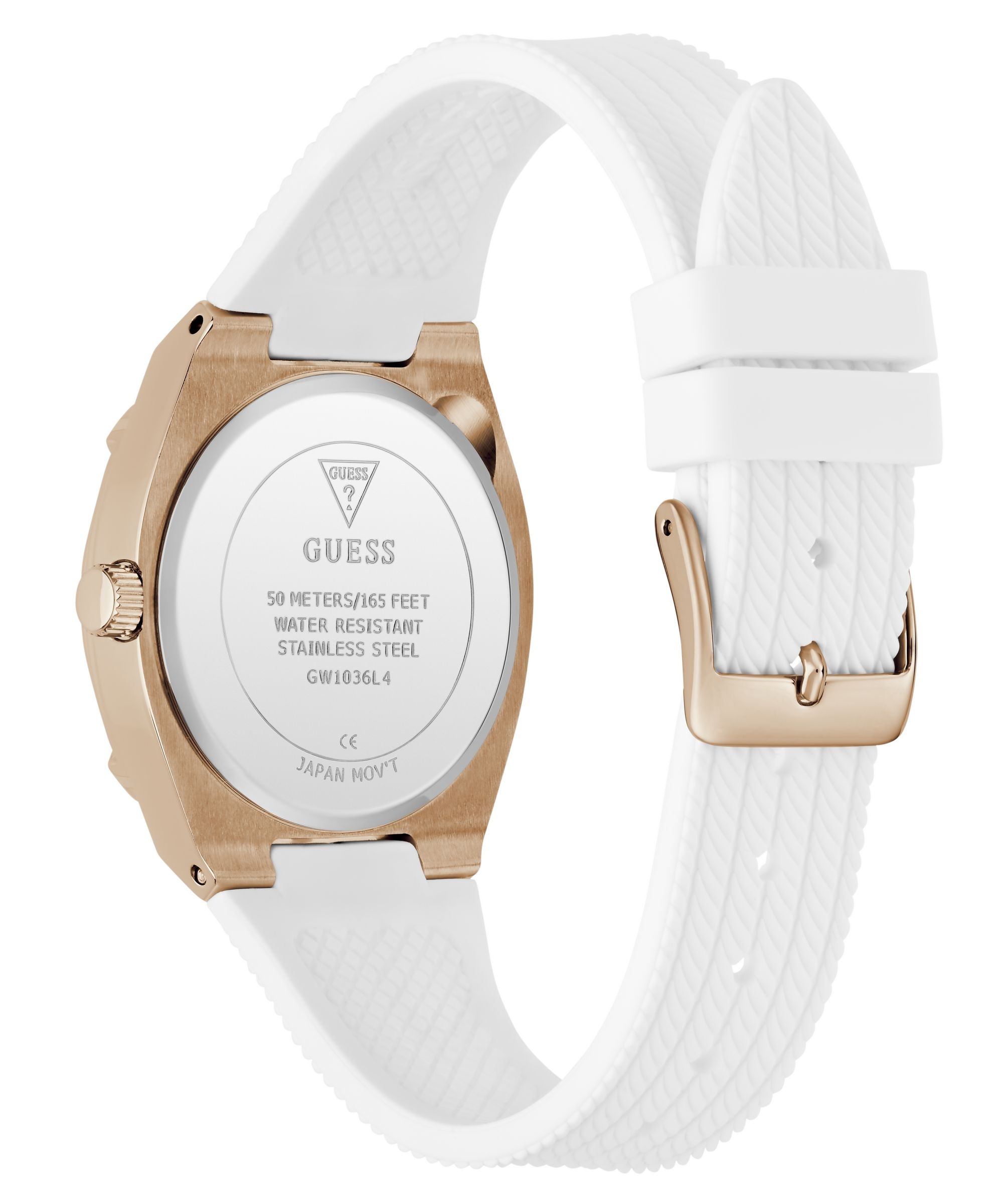 Guess Multifunktionsuhr »SAYLOR« Quarzuhr, Armbanduhr, Damenuhr, Silikonarmband, analog, Wochentag, Tag