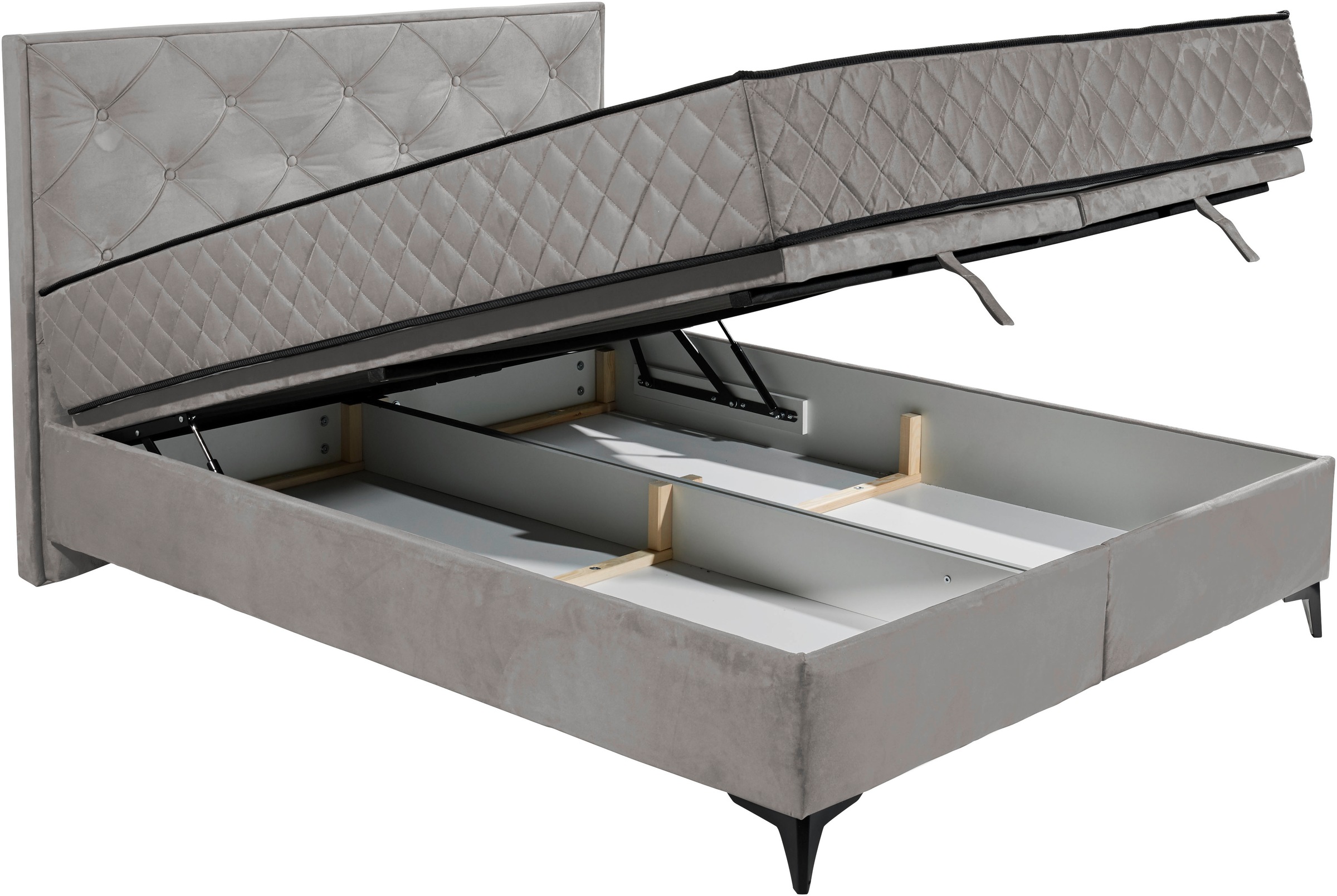 ED EXCITING DESIGN Boxbett »Monroe inkl. Bettkasten, erhältlich in den Breiten 160cm & 180cm«, Duo-Matratze - feste Seite mit Kokosmatte