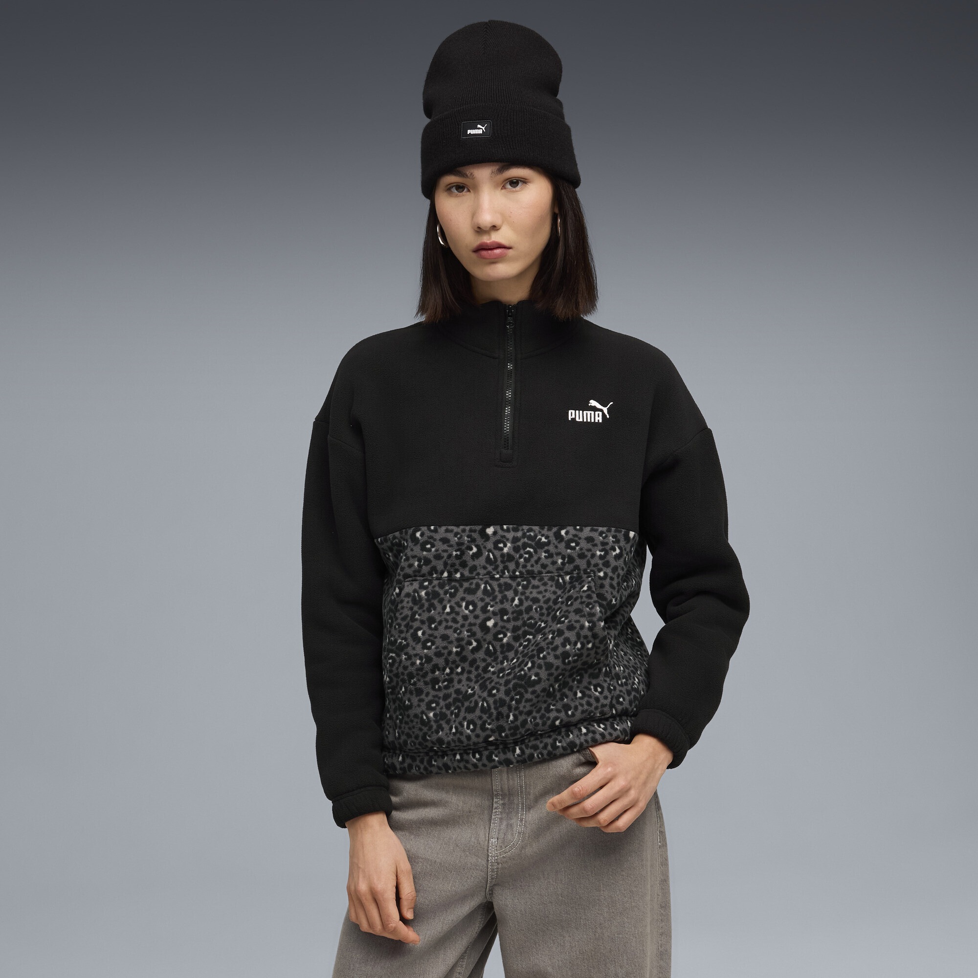 PUMA Sweatshirt "Essentials Relaxed Crew Sweatshirt mit Animal-Print Damen" günstig online kaufen