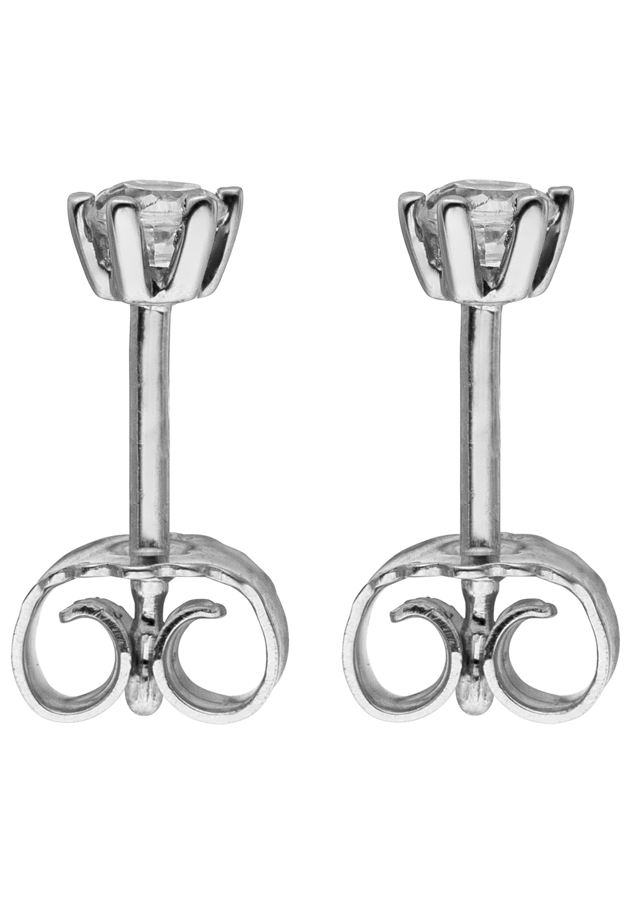 JOBO Paar Ohrstecker »Ohrringe Weißgoldohrringe Solitär 3,3 mm« 585 Weißgold mit 2 Diamanten Brillanten 0,14 ct.