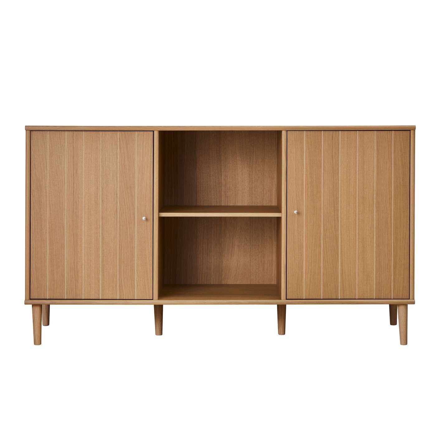 Hammel Furniture Sideboard »Mistral, Hochwertig Schrank, 6 Holz Füße, mit 2 gerillten Türen«, und 3 verstellbare Einlegeböden, B: 132 cm, anpassungsbar Designmöbel