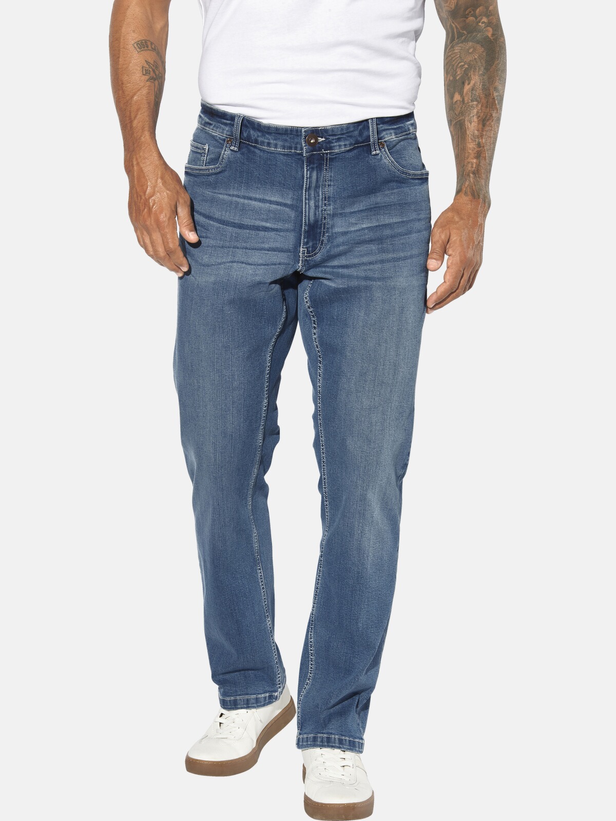 JAN VANDERSTORM Herren 5-Pocket-Jeans "Tiefbundjeans FJORDSEN"hellblau, Gr. 58, Obermaterial: 98% Baumwolle CO. 2% Elasthan EL., Jeans