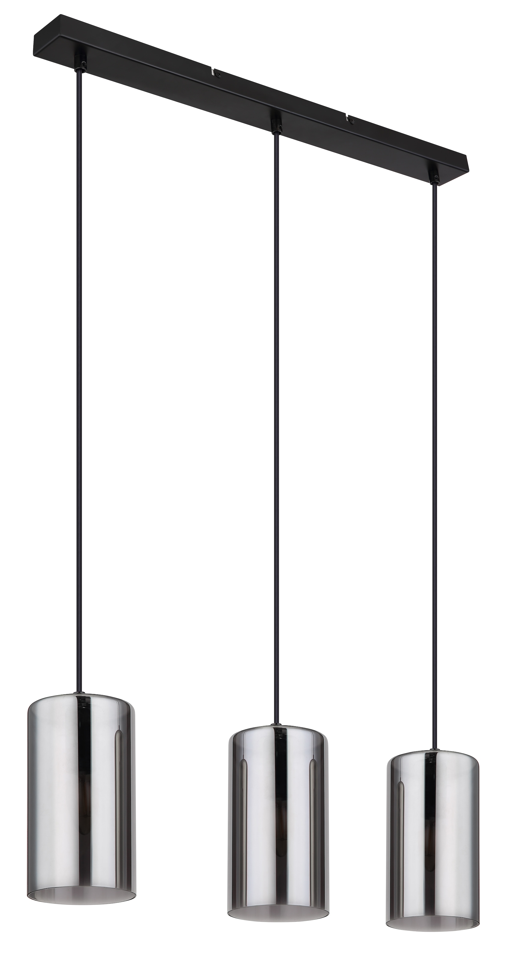 GLOBO LIGHTING Hängeleuchte »OLLY« E14 1 Stk. Schwarze Hängeleuchte mit Rauchglas, höhenverstellbar, 3x E14