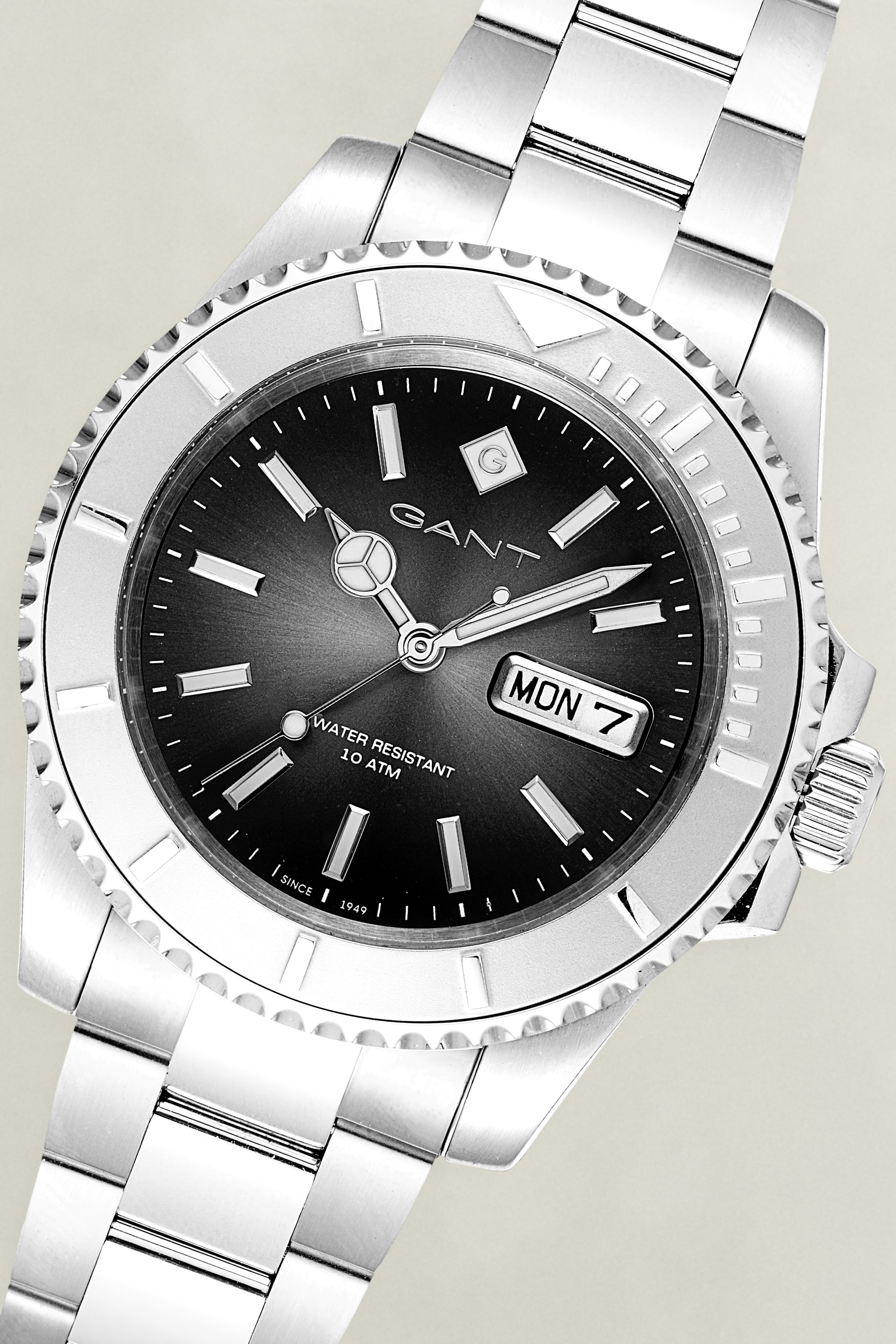 Gant Quarzuhr »Watertown« Armbanduhr, Herrenuhr, Edelstahlarmband, analog, Tag, Wochentag