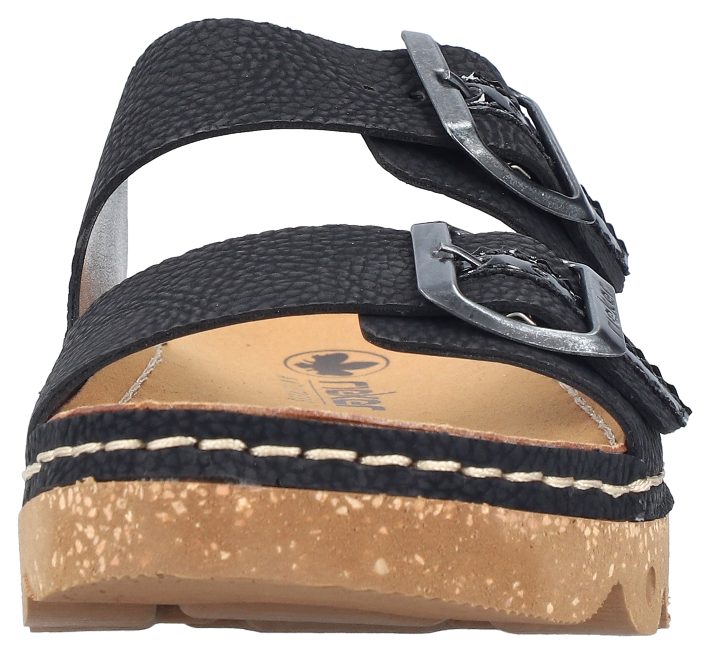 Rieker Pantolette, Sommerschuh, Schlappen, Hausschuh mit verstellbaren Schnallen
