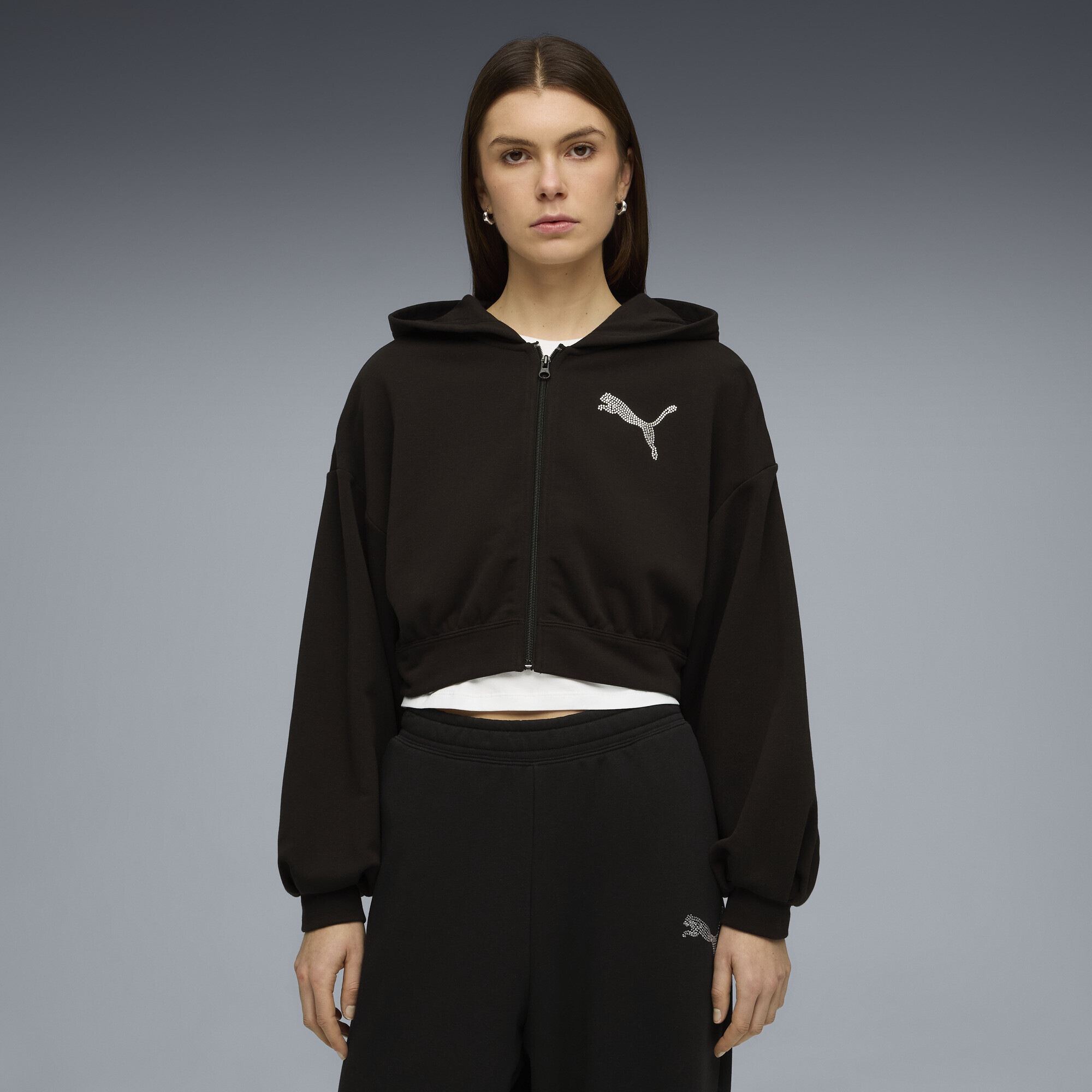 PUMA Hoodie »Essentials Graphics Bedazzled Kapuzenjacke Damen«
