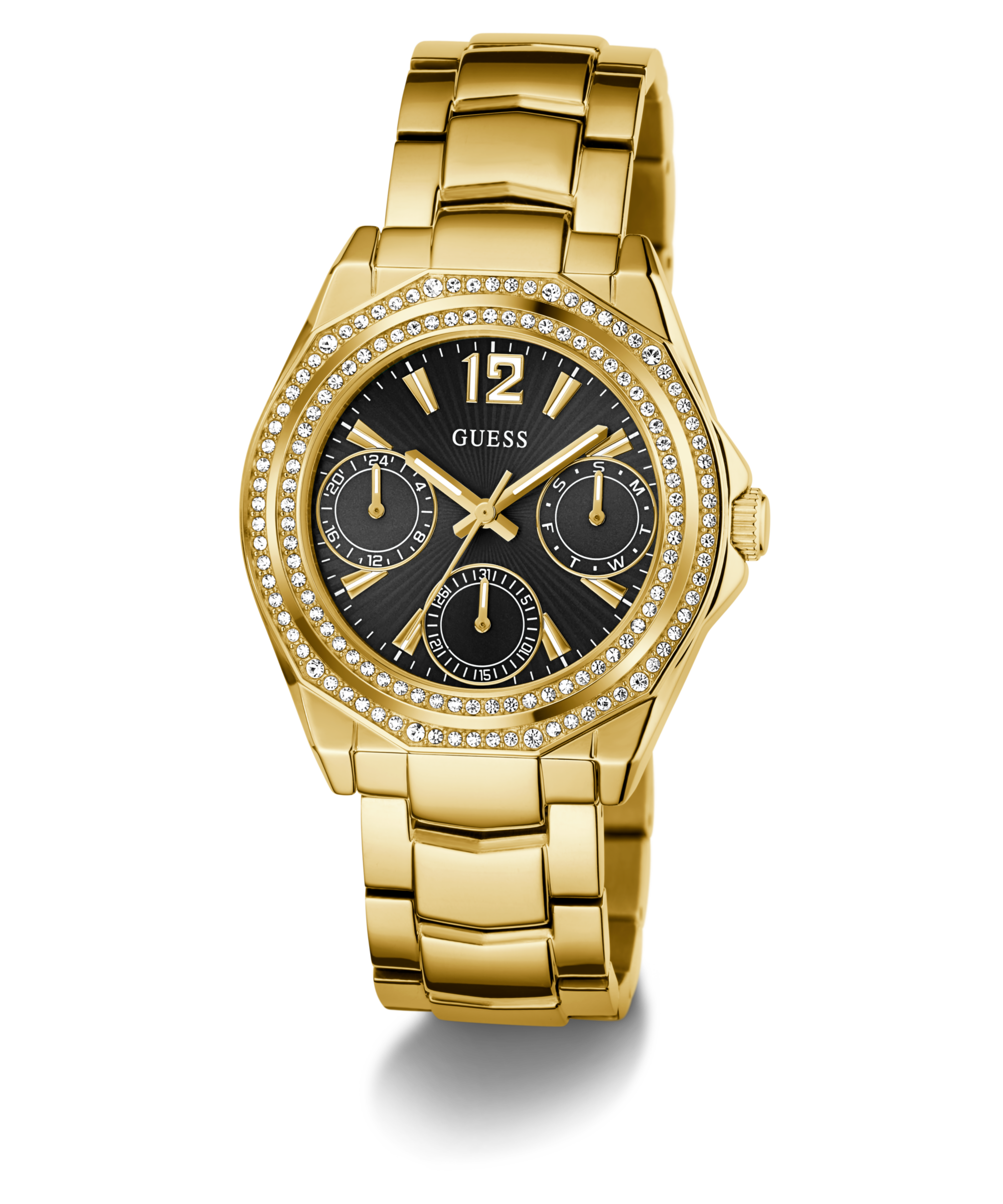 Guess Multifunktionsuhr »RITZY« Quarzuhr, Armbanduhr, Damenuhr, Edelstahlarmband, Datum
