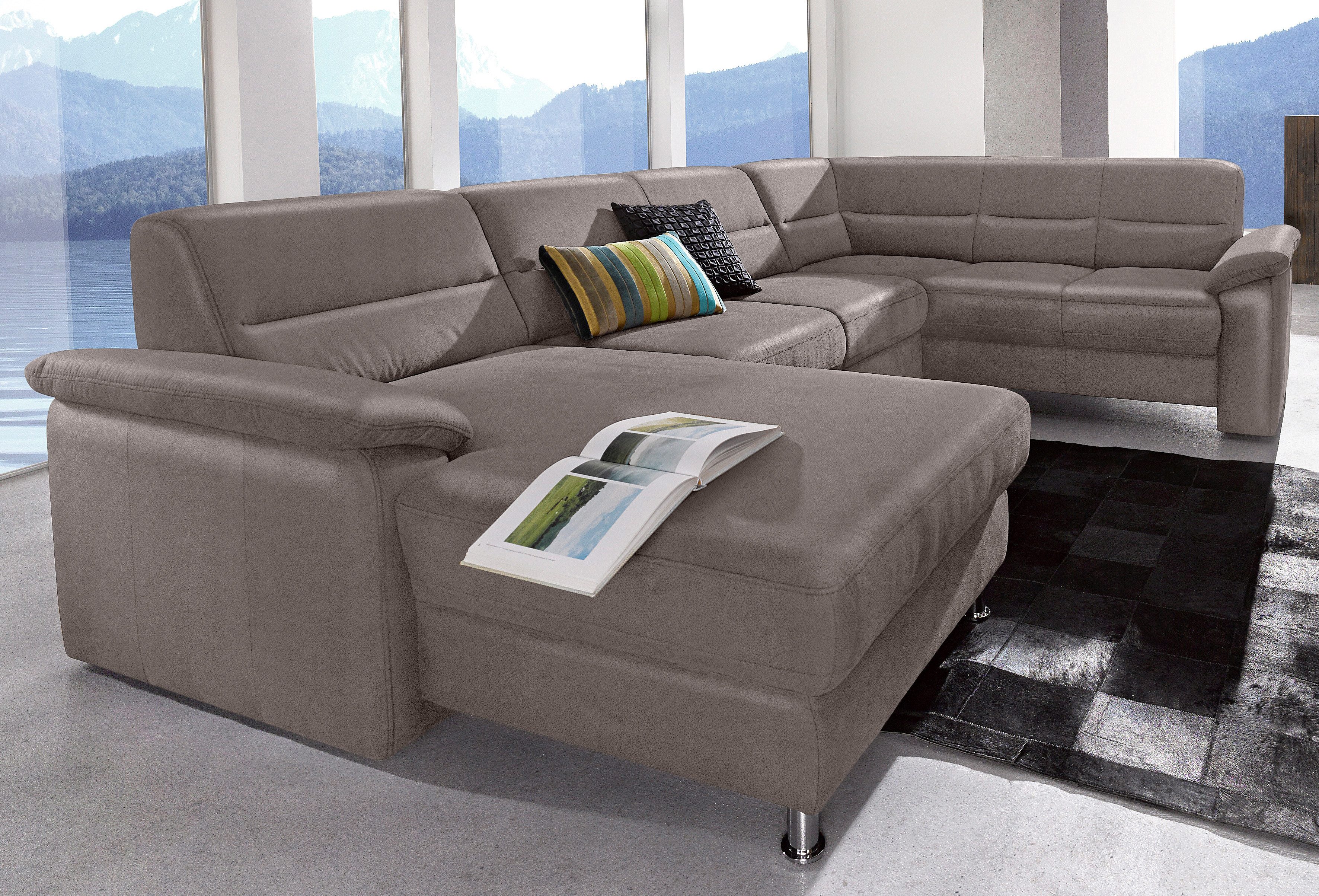 sit&more Wohnlandschaft "Ascara U-Form, B:312cm, klassisches Design, Taschenfederkernpolsterung" inklusive Boxspring/Federkern-Polsterung, wahlweise mit Schlaffunktion