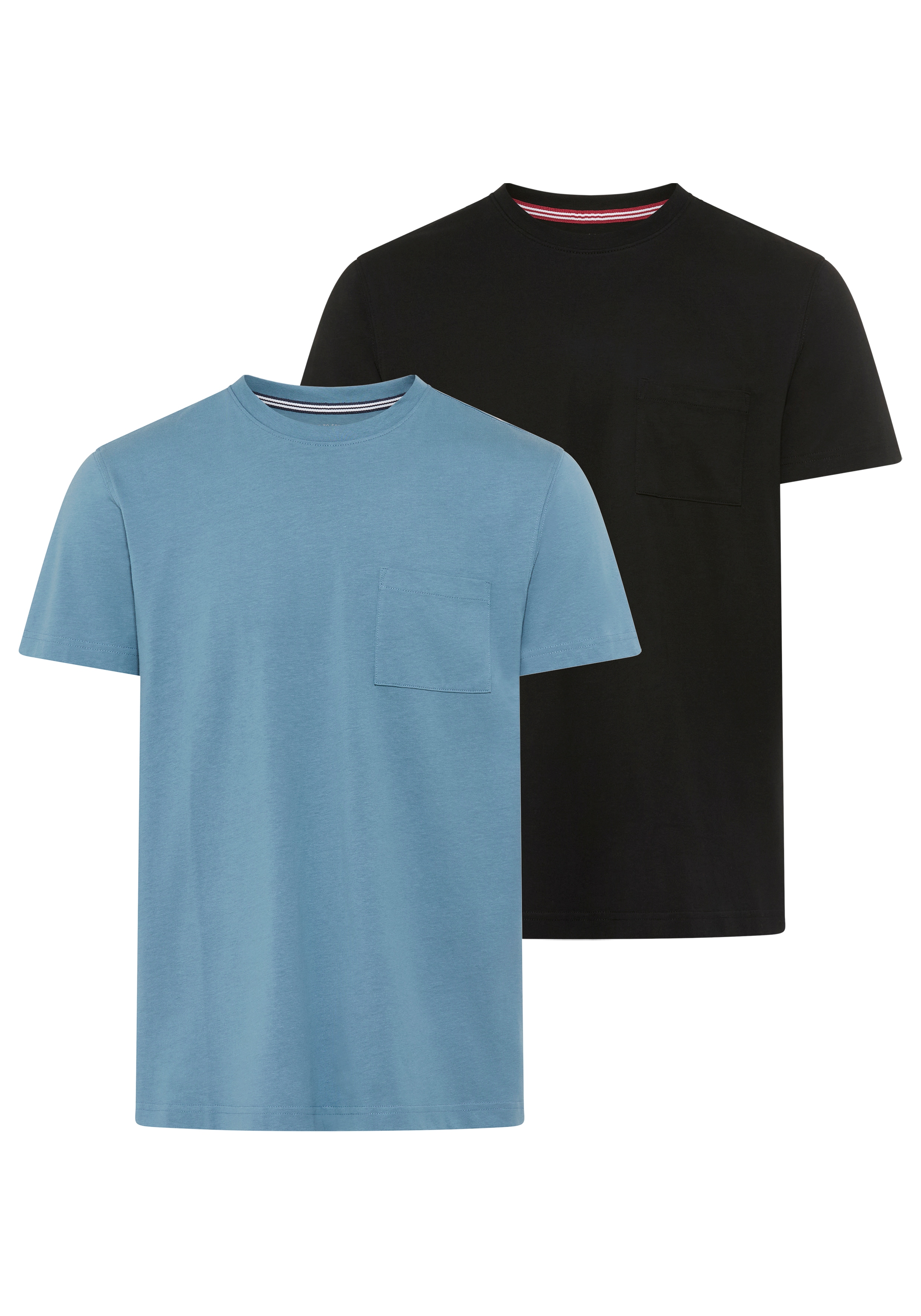 Mans World Rundhalsshirt "Neue Kollektion" Regular Fit, kurzarm, mit Brusttasche, unifarben