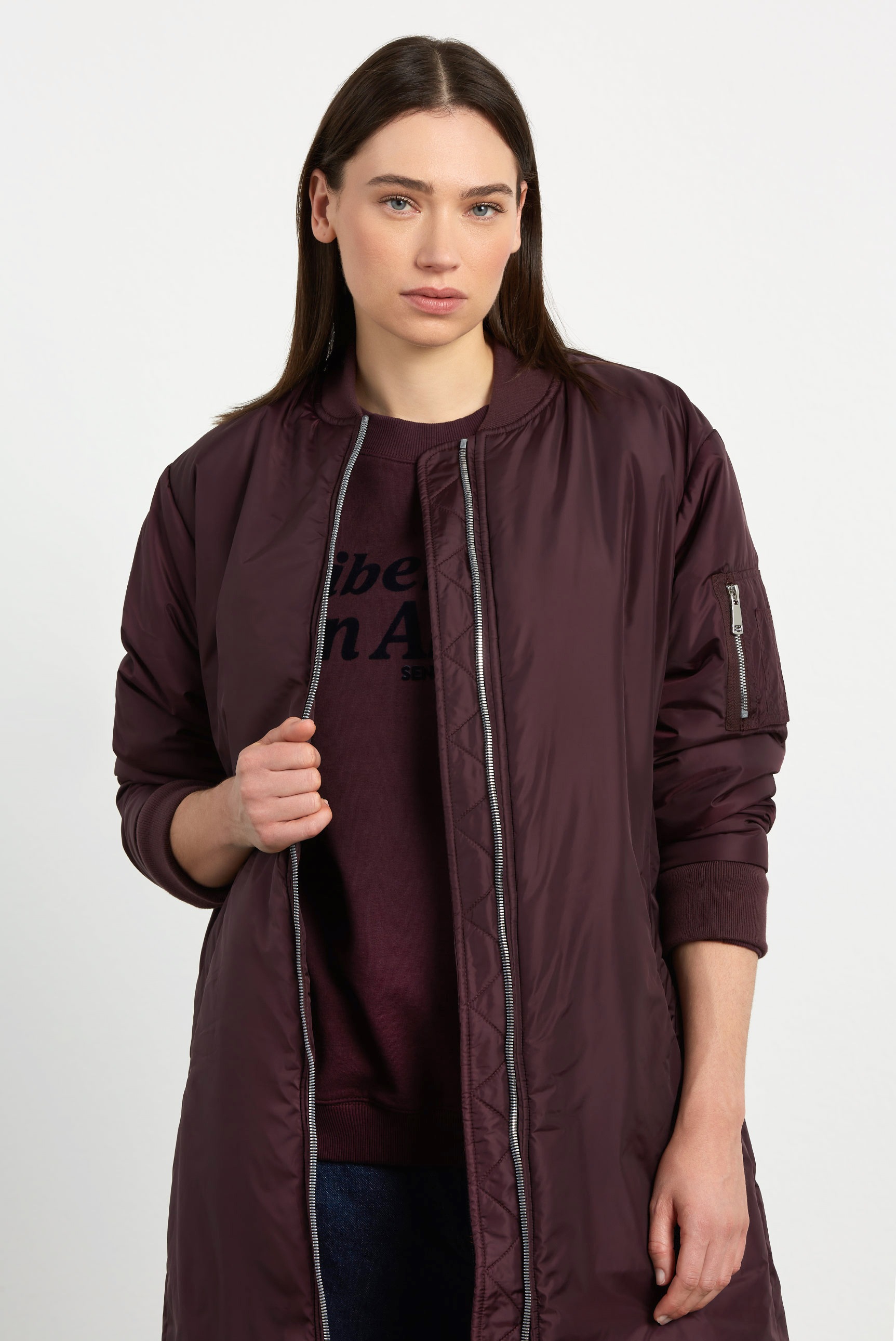 SENSES.THE LABEL Langjacke ohne Kapuze mit Two-Way-Zipper