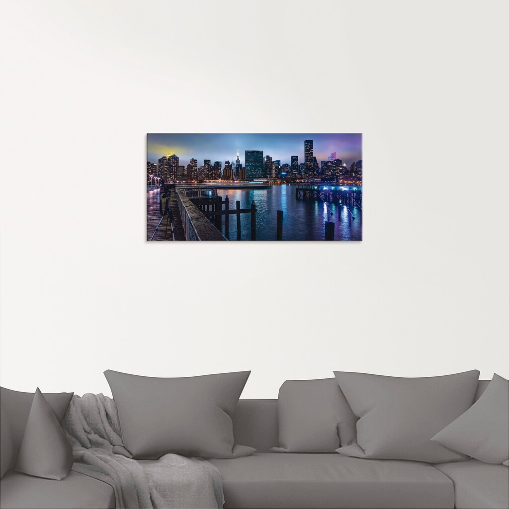 Artland Glasbild »New York Manhattan im Abendlicht«, Amerika, (1 St.)