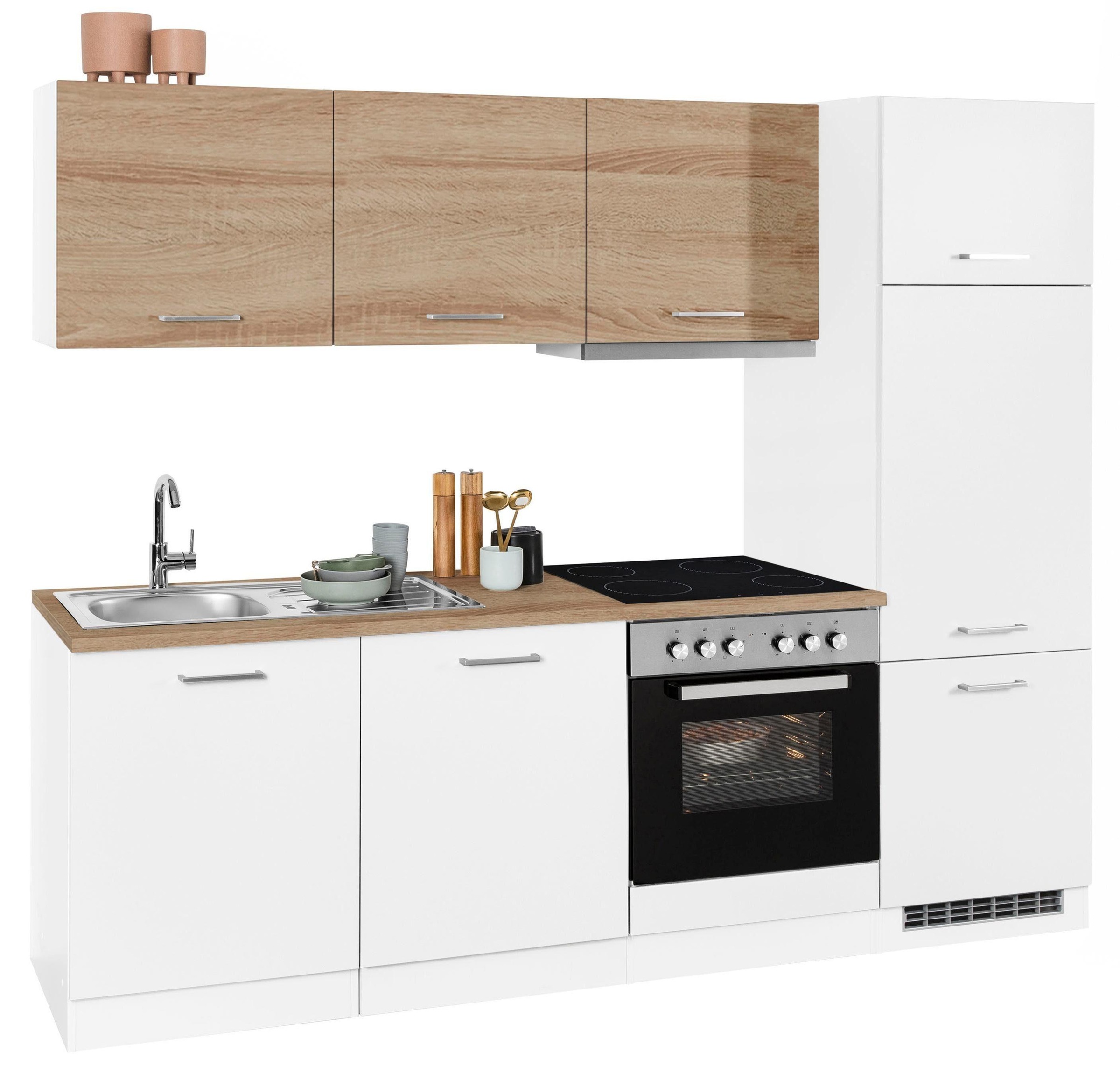 Küchenzeile »Visby«, mit E-Geräten, Breite 240 cm inkl. Kühlschrank und Geschirrspüler