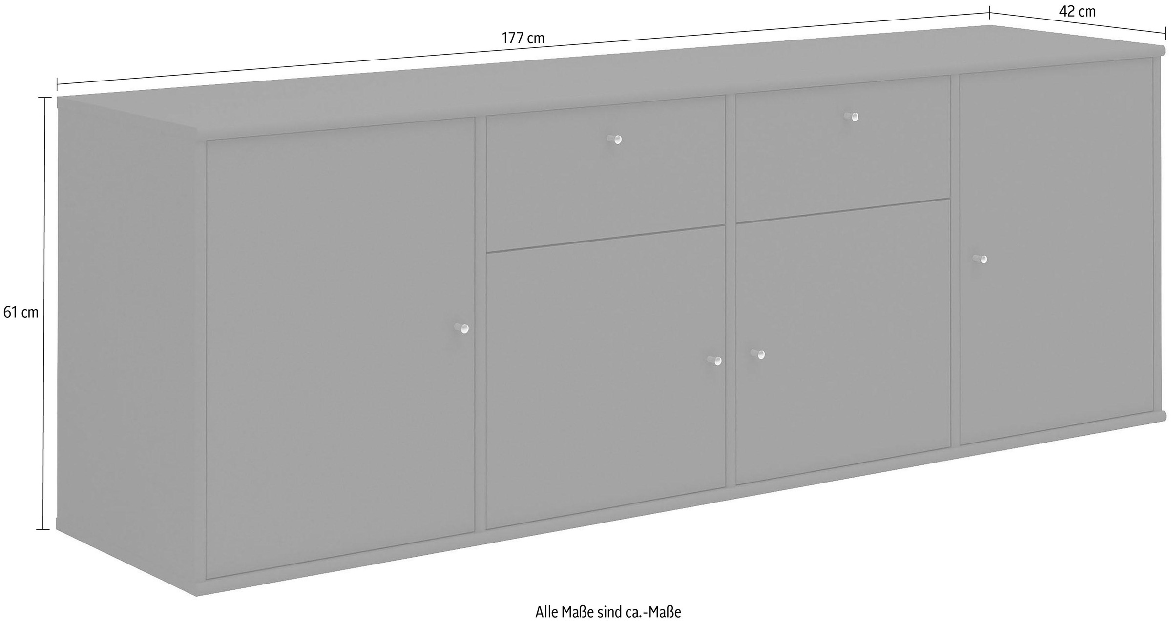 Hammel Furniture Sideboard »Mistral, Hochwertig Schrank, hängend/stehend montierbar«, mit Türen und Schubladen, B: 177 cm, anpassungsbar Designmöbel