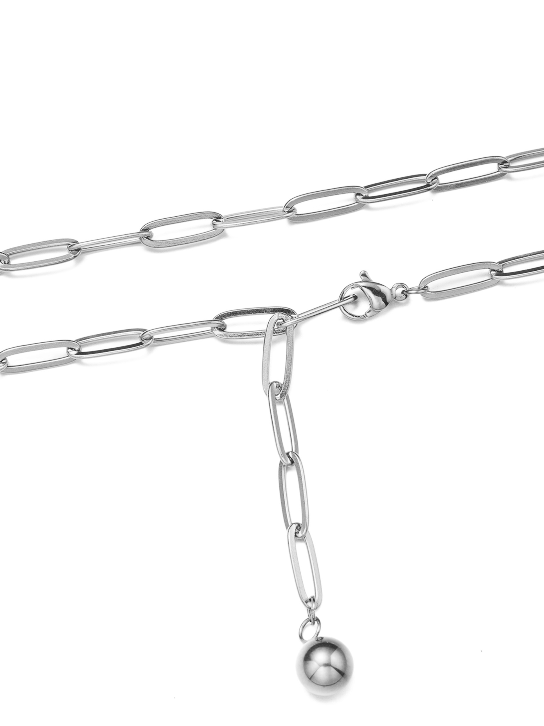 Kette mit Anhänger "Schmuck Geschenk Edelstahl Halsschmuck Halskette Y-Kette Kugel", silberfarben, ANISTON JEWELRY & WATCHES, Halsketten, Damen, Edelstahl, L: 45 B: 4mm, Made in Germany, B:4mm 2