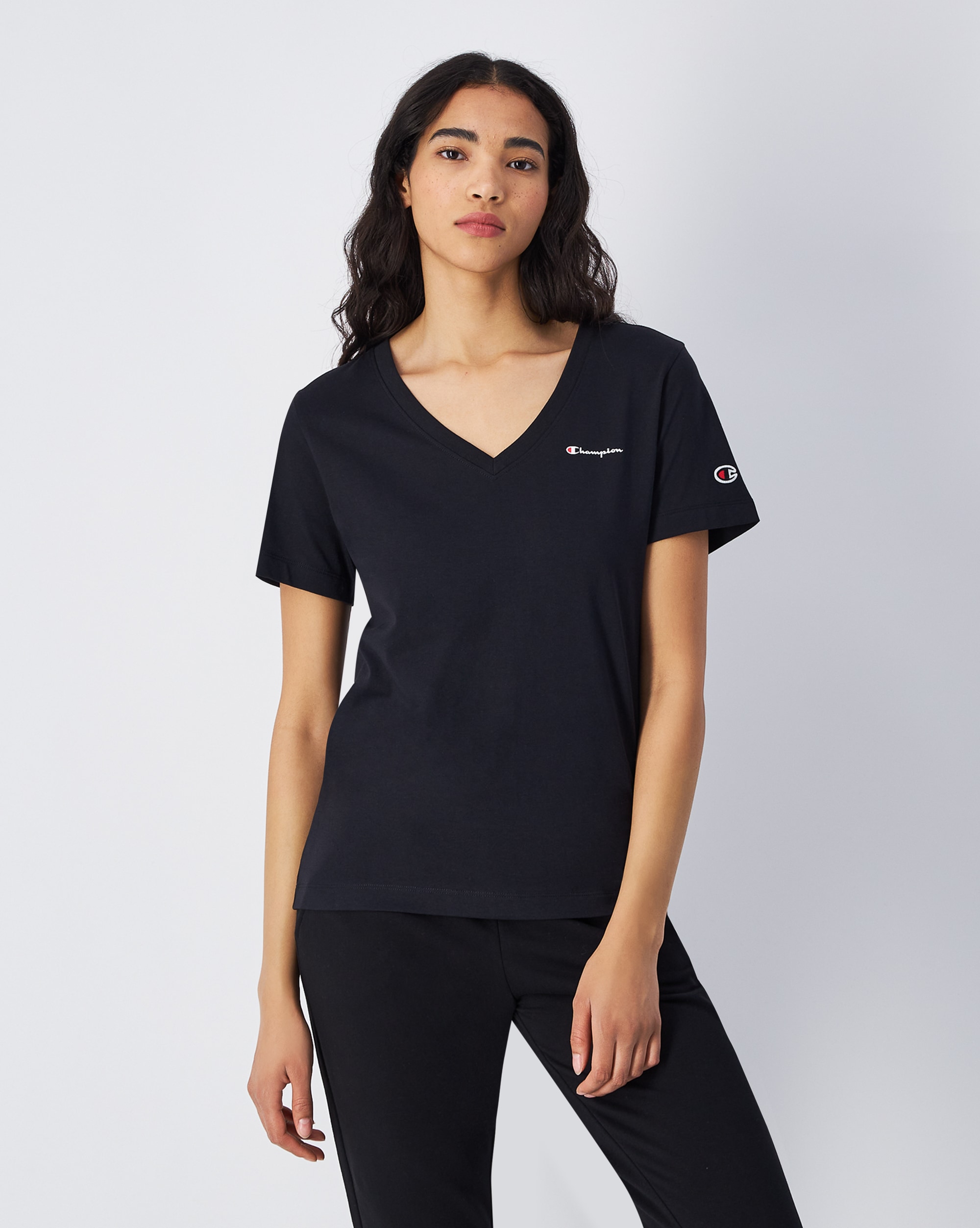 CHAMPION Damen T-Shirt, schwarz, Gr. XXL, Obermaterial: 100% Baumwolle, Shirts, für sportliche Aktivitäten, sportlicher Stil, aus Baumwolle