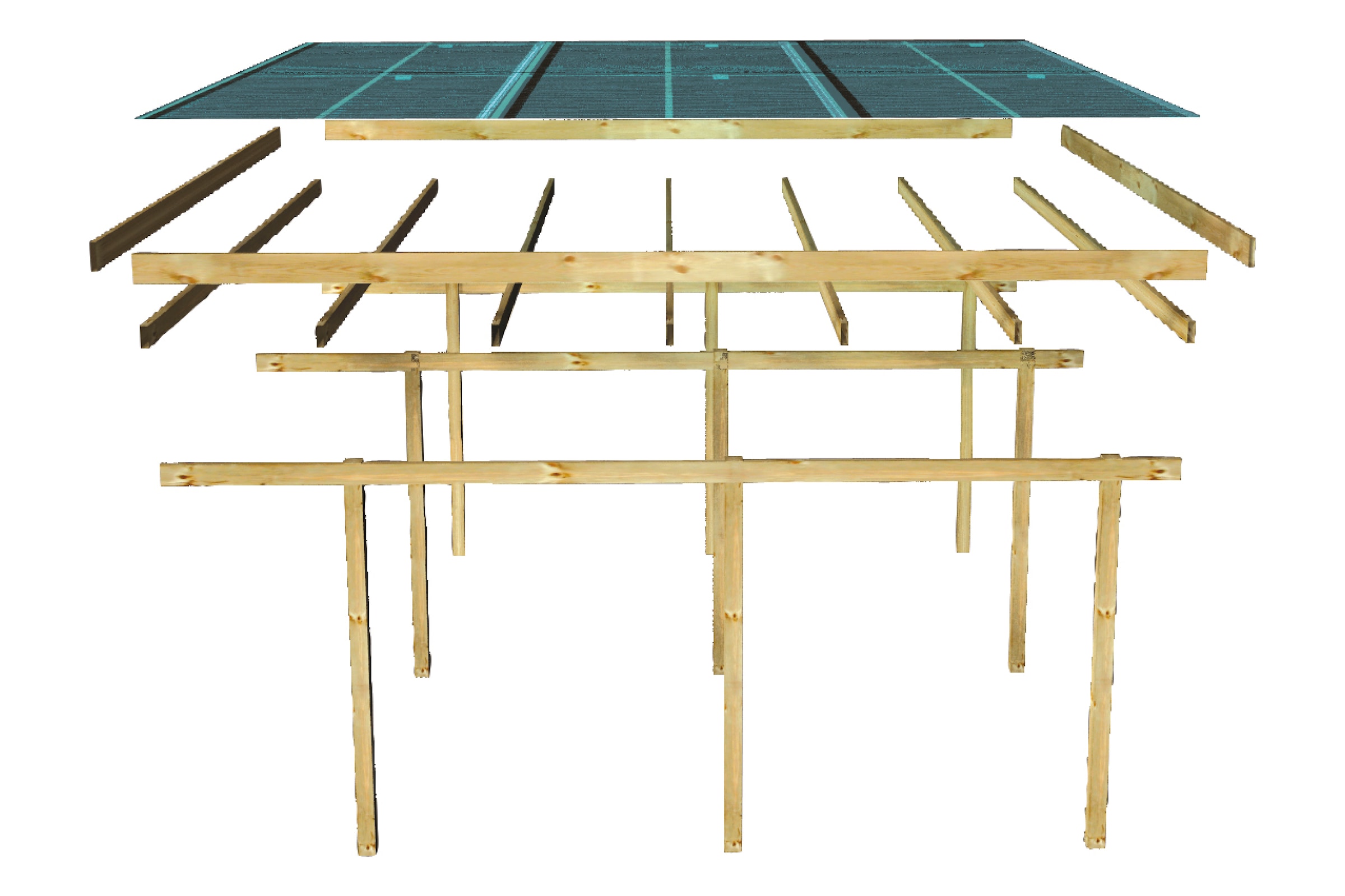 Karibu Doppelcarport »»ECO 2« Variante B, kesseldruckimprägniert«, Masivholz, 509 cm, KDI, aus Masivholz