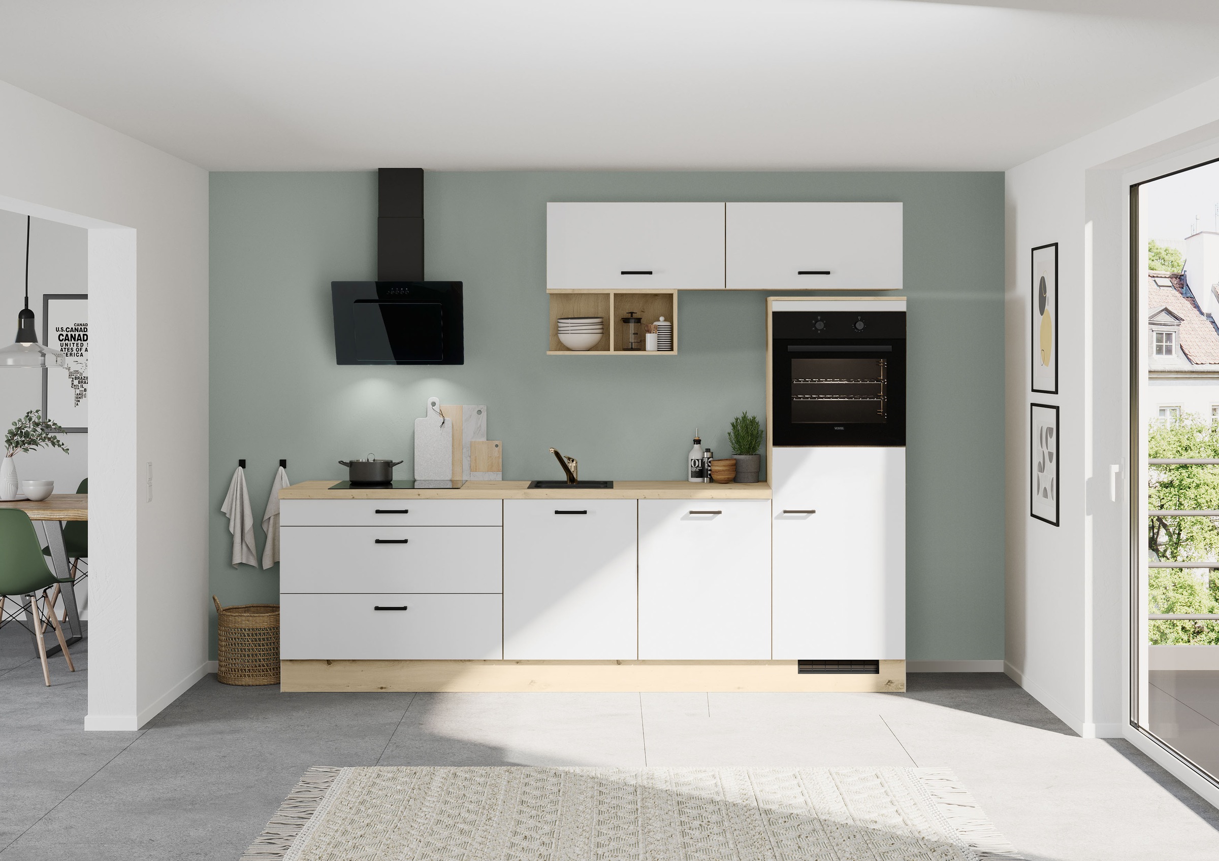 IMPULS KÜCHEN Küchenzeile »München, Ausrichtung wählbar, Schubkästen mit Soft-Close« Set,  in verschiedenen Farben erhältlich, Breite 280 cm