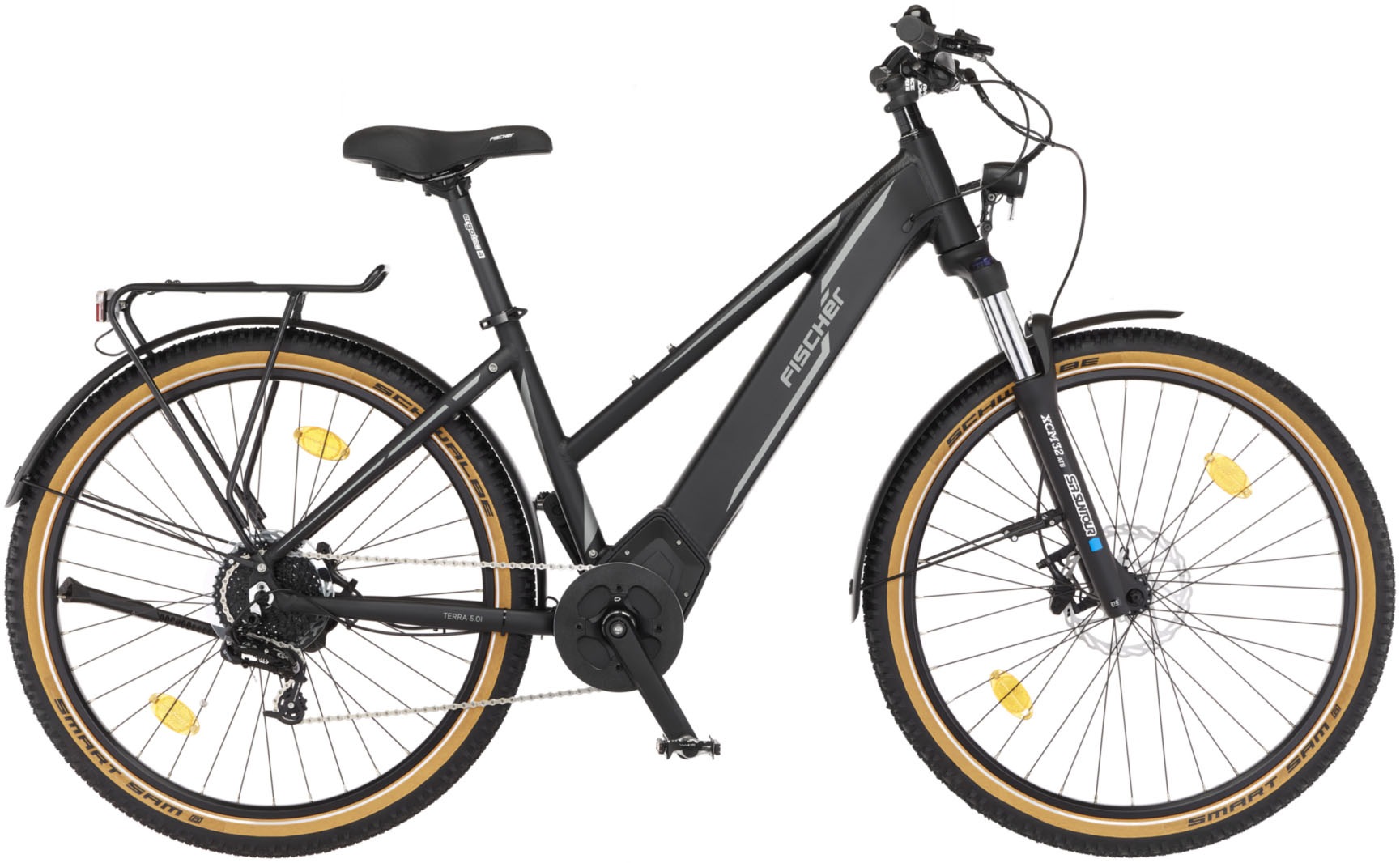 FISCHER Fahrrad E-Bike "TERRA 5.0i 504 sw", 10 Gang, Clarks, (mit Akku-Ladegerät-mit Werkzeug), Pedelec, Elektrofahrrad 