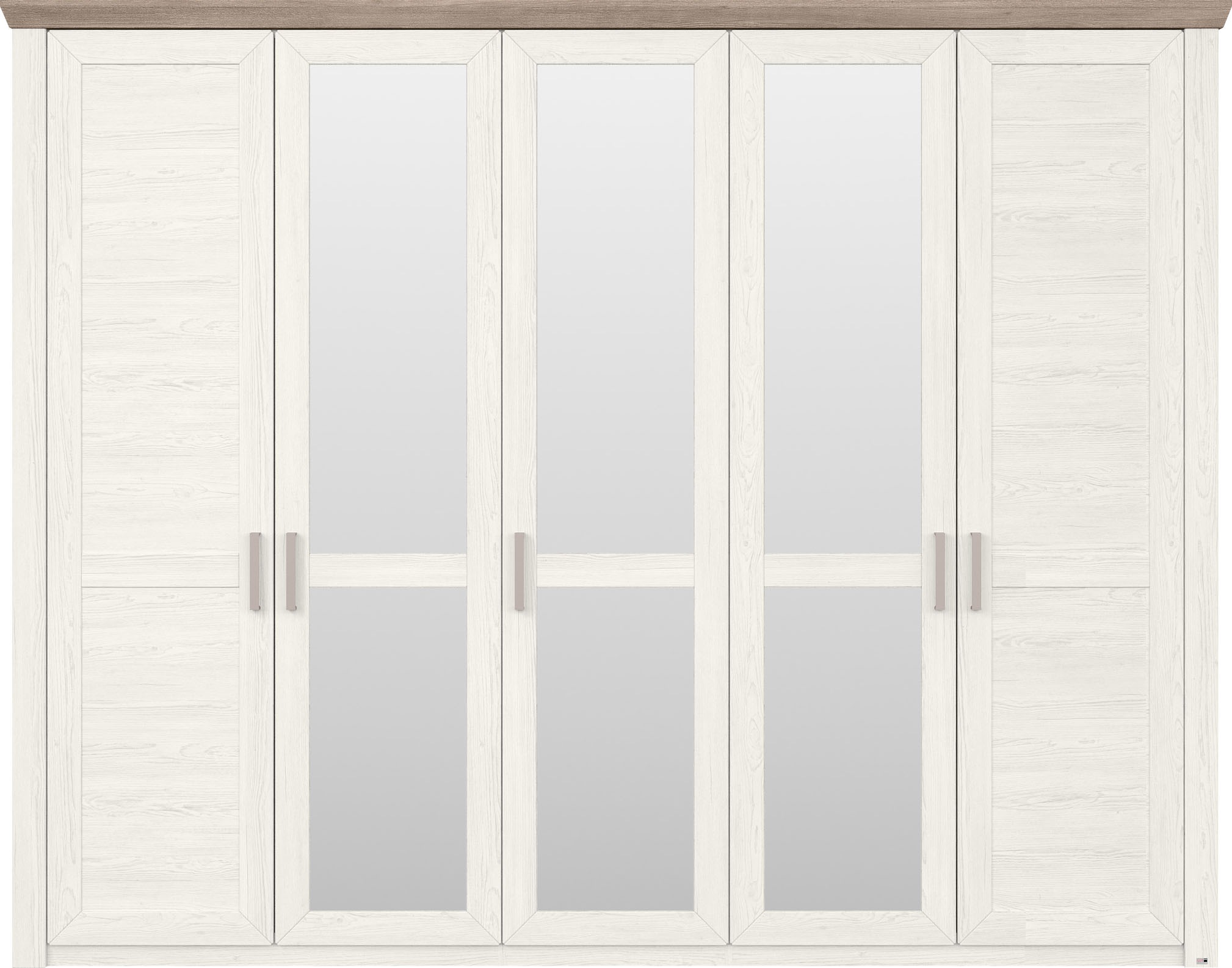 set one by Musterring Kleiderschrank »York Schlafen«, (2 St.), mit Holz- und Spiegeltüren, inkl. Kranz in Eiche, Höhe 207 x T60 cm