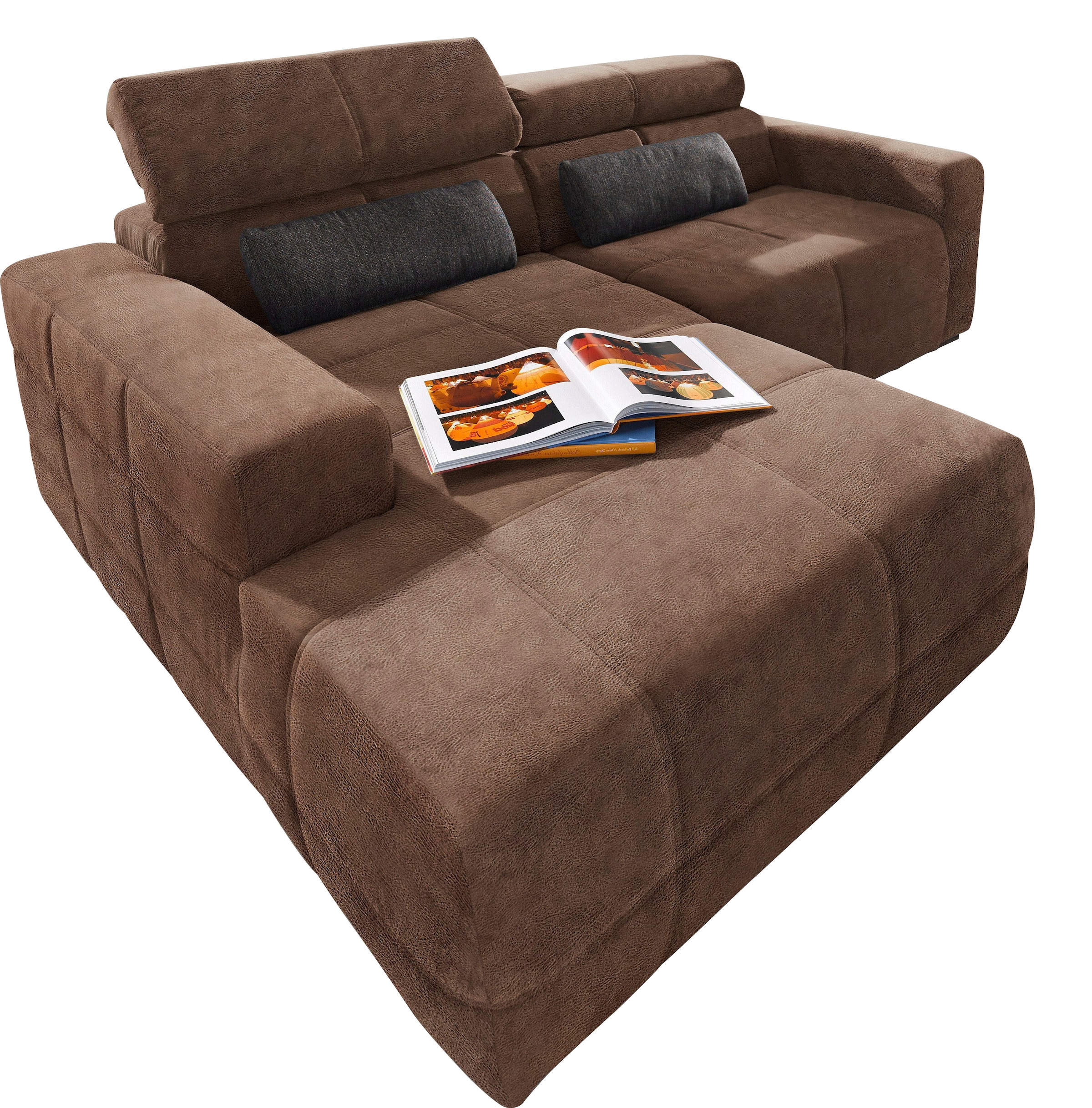 DOMO collection Ecksofa »Brandon kleine Ausführung B/T/H: 214/100/80 cm«, Mit Kopfteilverstellung, auch in Leder und Cord, L-Form