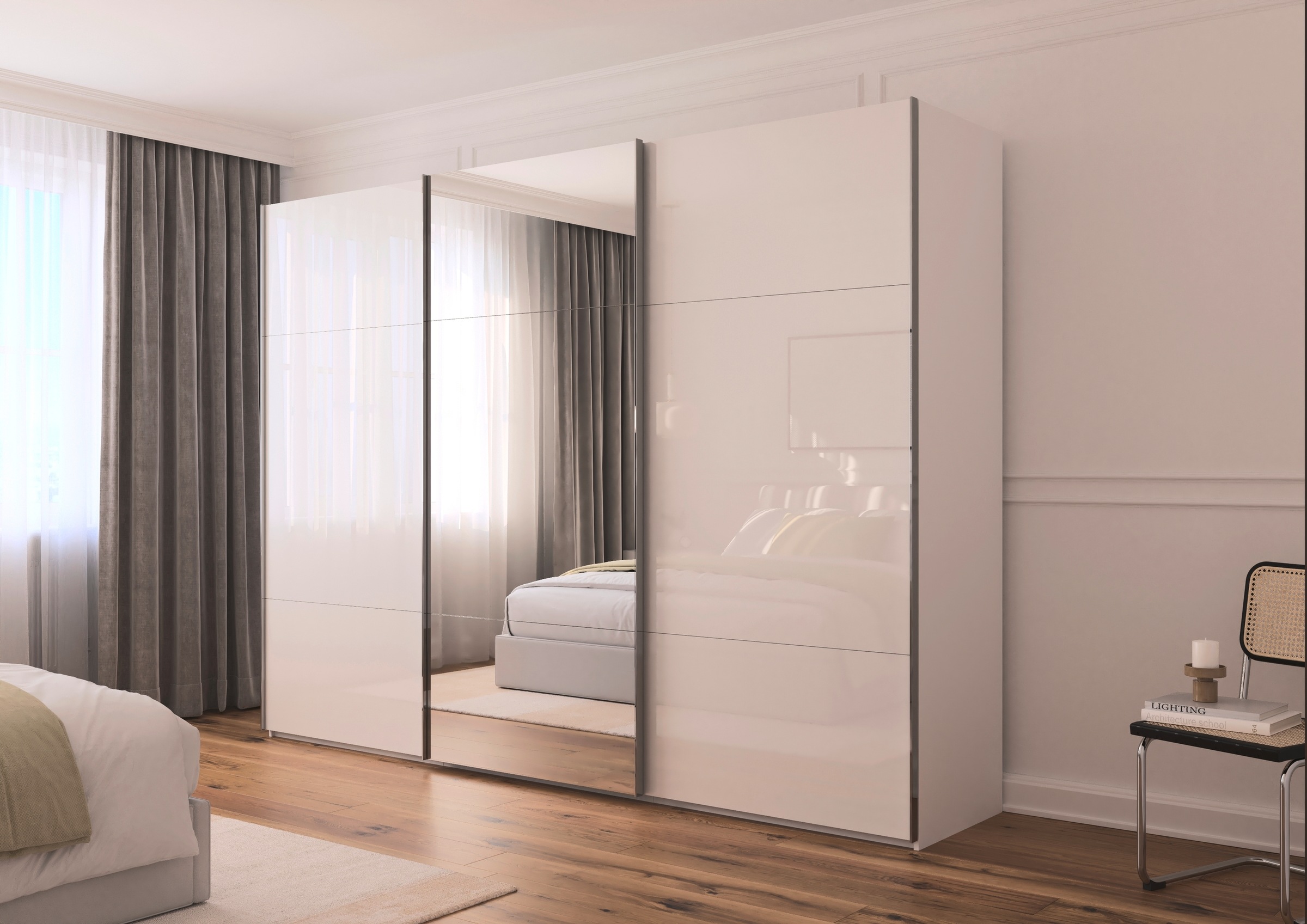 rauch Schwebetürenschrank »Kleiderschrank Schrank Garderobe Schlafzimmerschrank CONTIDO«, (in 3 verschiedenen Ausstattungen BASIC/CLASSIC/PREMIUM), aus hochwertigem Material in 6 Breiten 2 Griff-Farben MADE IN GERMANY