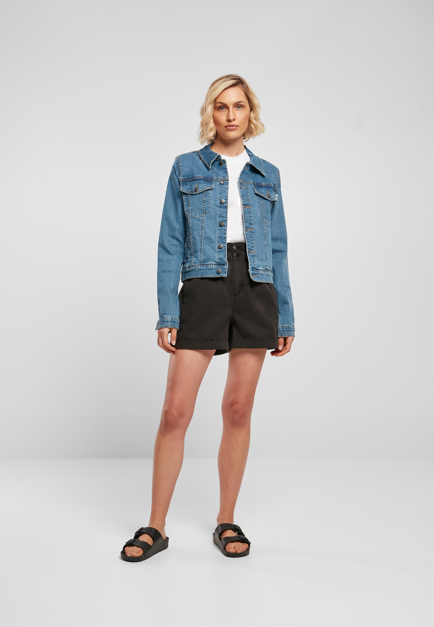 URBAN CLASSICS Jeansjacke »Urban Classics Damen Ladies Organic Denim Jacket« 1 Stk. tlg. ohne Kapuze