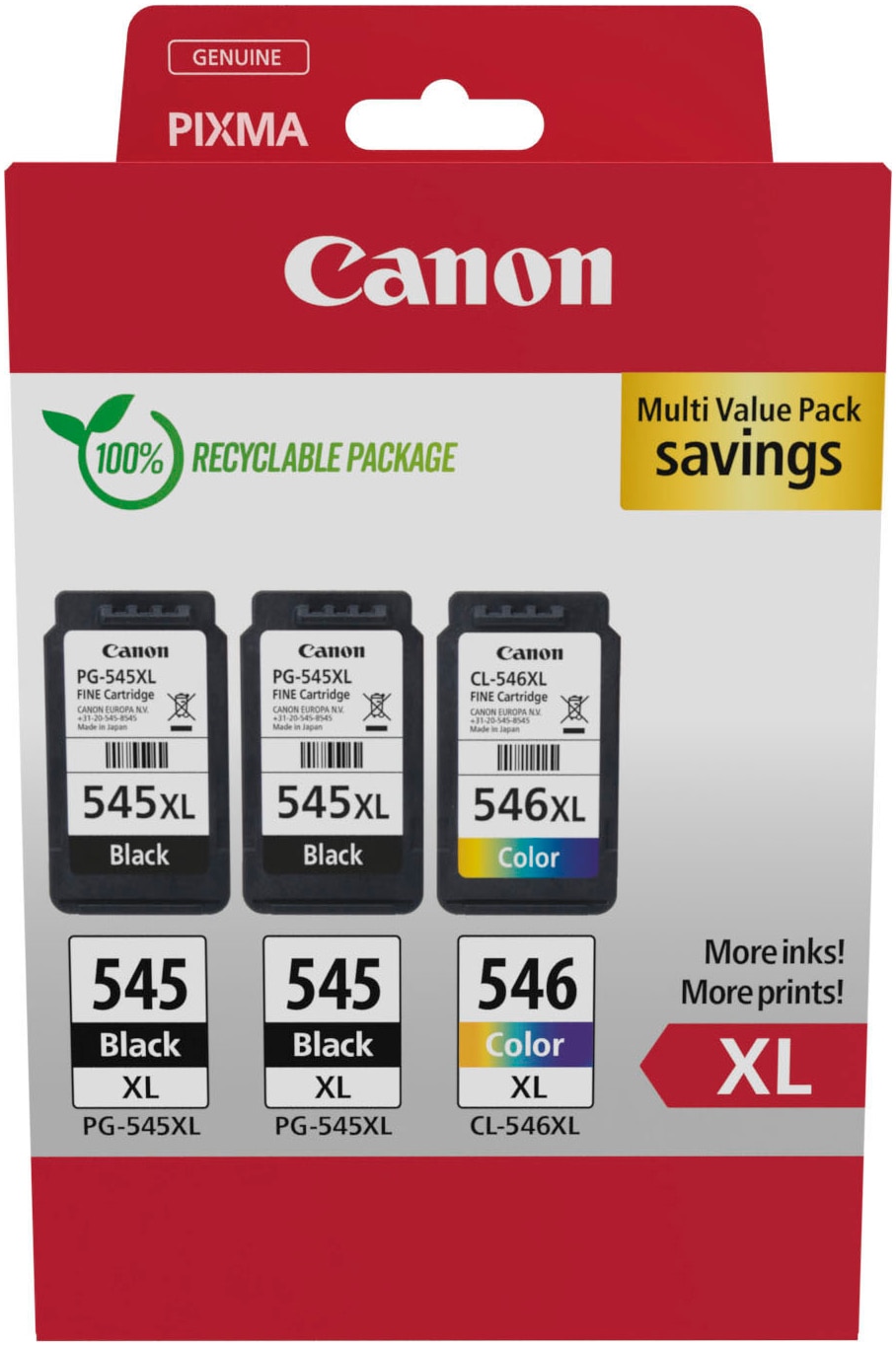 Canon Tintenpatrone »PG-545XL x2/CL-546XL Triple Pack«, (Packung, 3 St.)