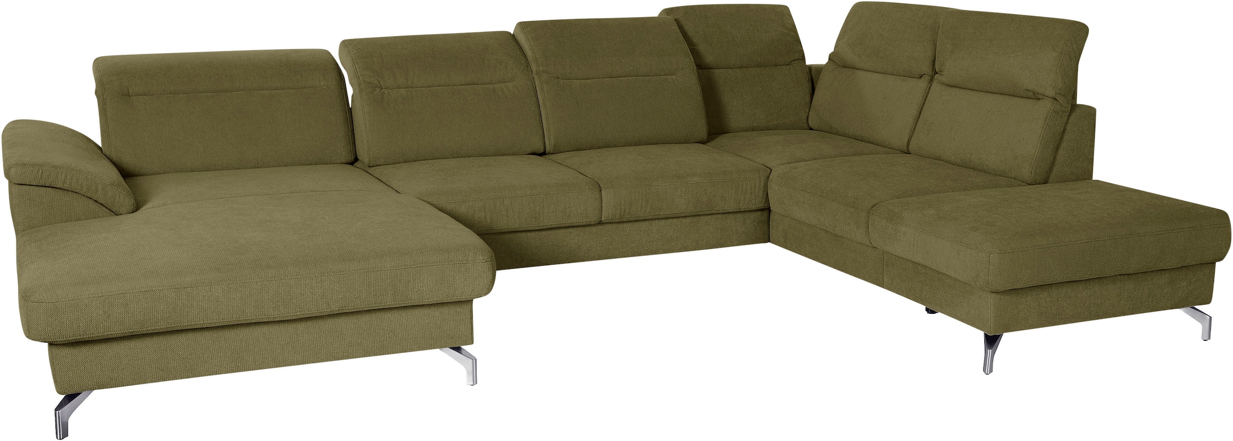 sit&more Wohnlandschaft »Percy U-Form«, 12 cm Fußhöhe, Sitztiefenverstellung, wahlweise in 2 Fußfarben