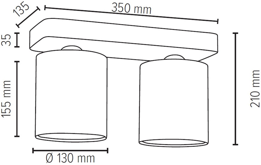 SPOT Light Deckenleuchte »GENTLE«, 2 flammig, Leuchtmittel E27 | ohne Leuchtmittel, Leuchtenschirm aus wertigen Stoff, Echtes Beton - handgefertigt