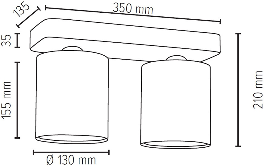 SPOT Light »GENTLE«, BAUR wertigen handgefertigt | kaufen Beton Echtes aus - flammig-flammig, 2 Deckenleuchte Stoff, Leuchtenschirm