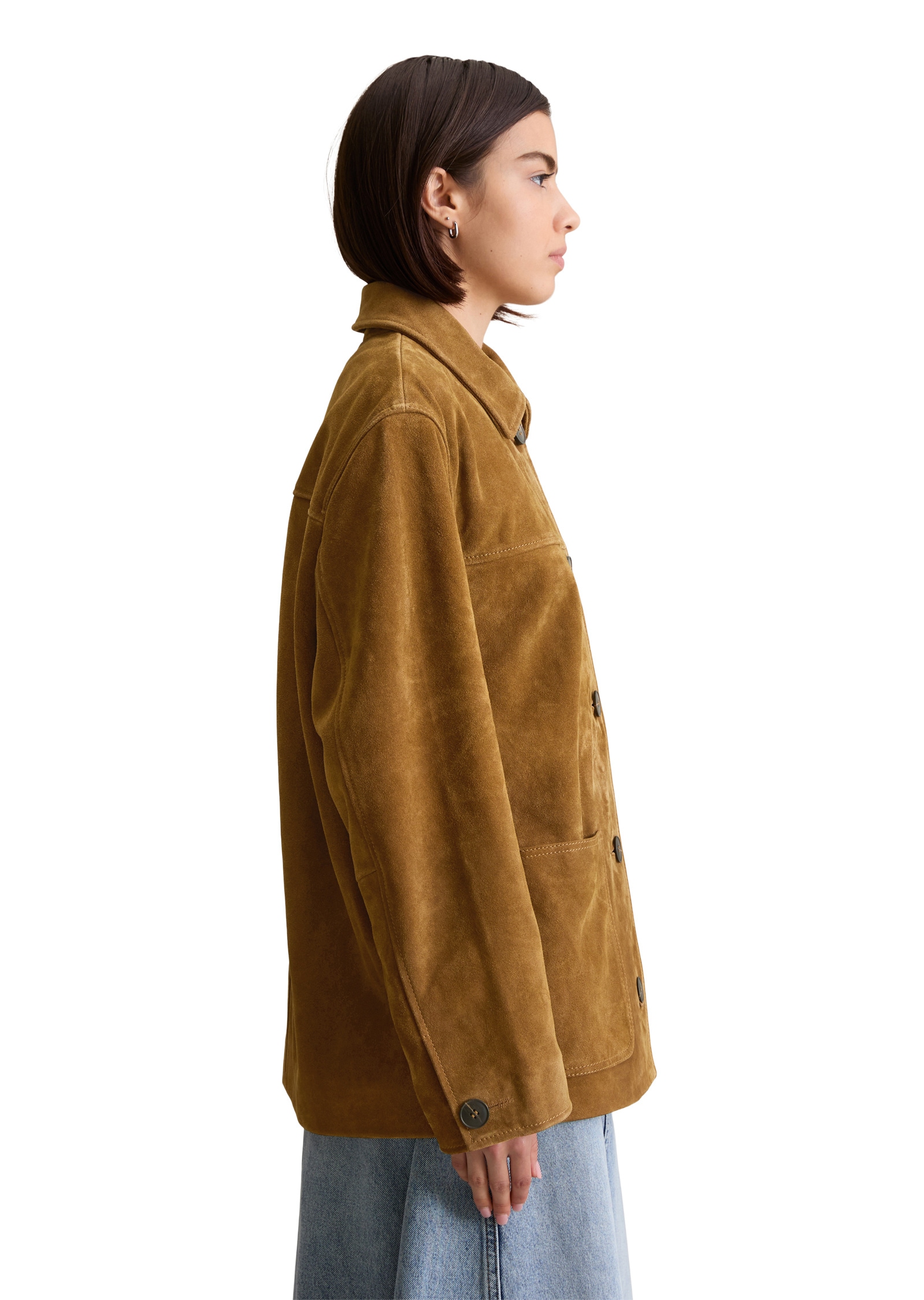 Marc O'Polo DENIM Lederjacke »im Barnjacket-Stil«, ohne Kapuze