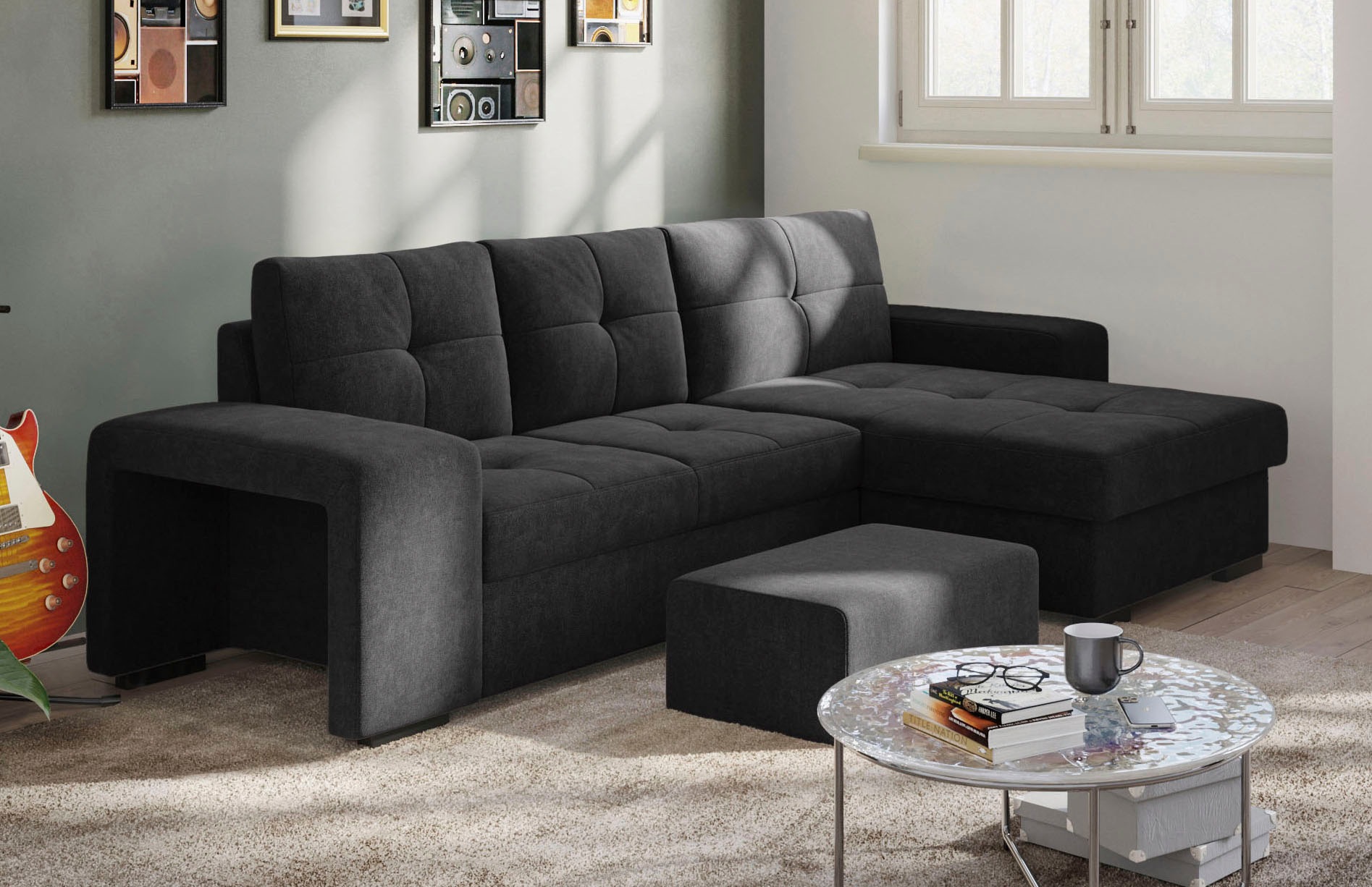 COTTA Ecksofa »Mattina L-Form«, inkl. Hocker, wahlweise mit Bettfunktion und Bettkasten