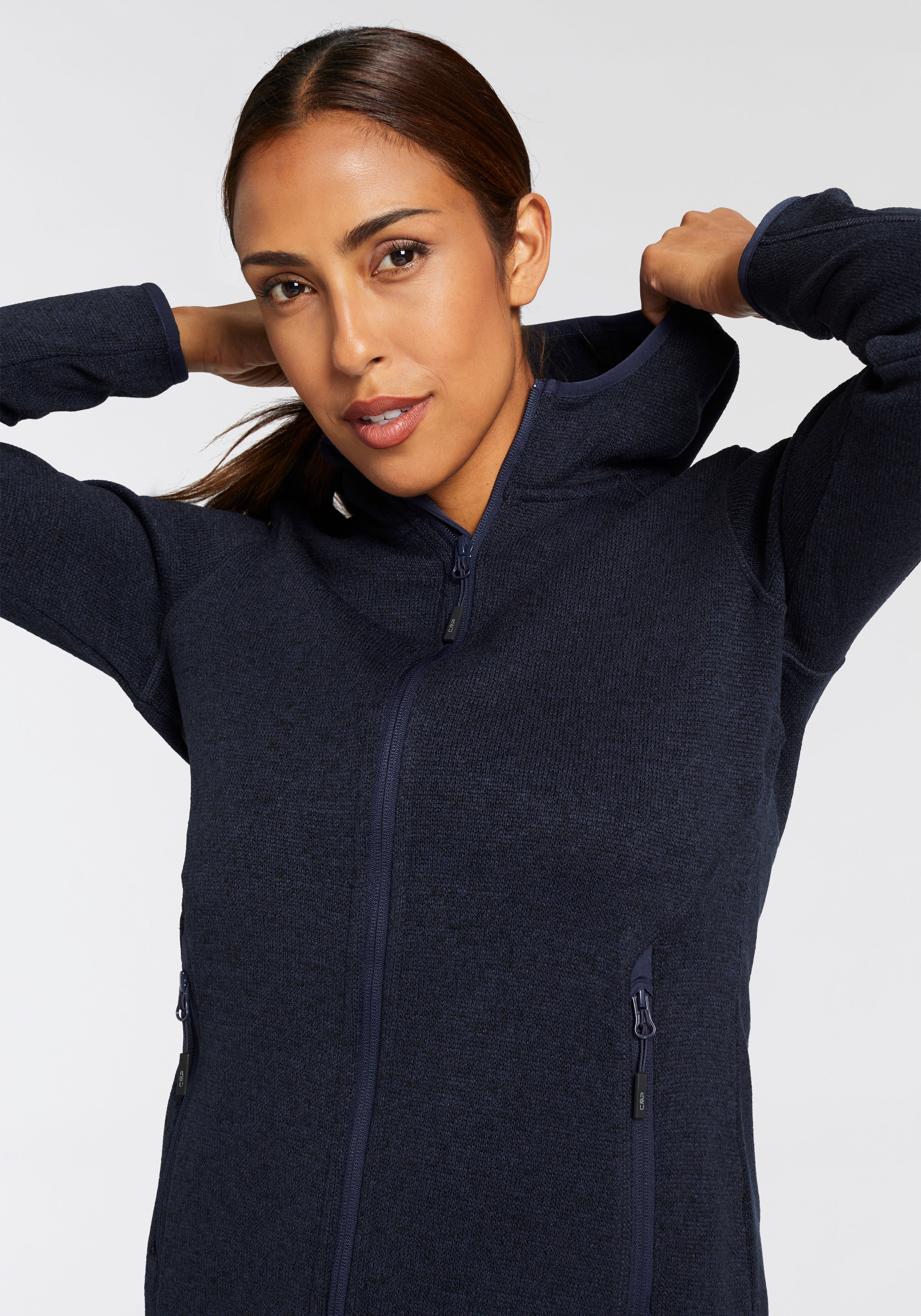 Thumbnail - CMP Strickfleecejacke "KNITTED MELANGE HOODY WOMAN HOODY JACKET" mit Kapuze für Outdoor-Aktivitäten, mit Kapuze, atmungs...