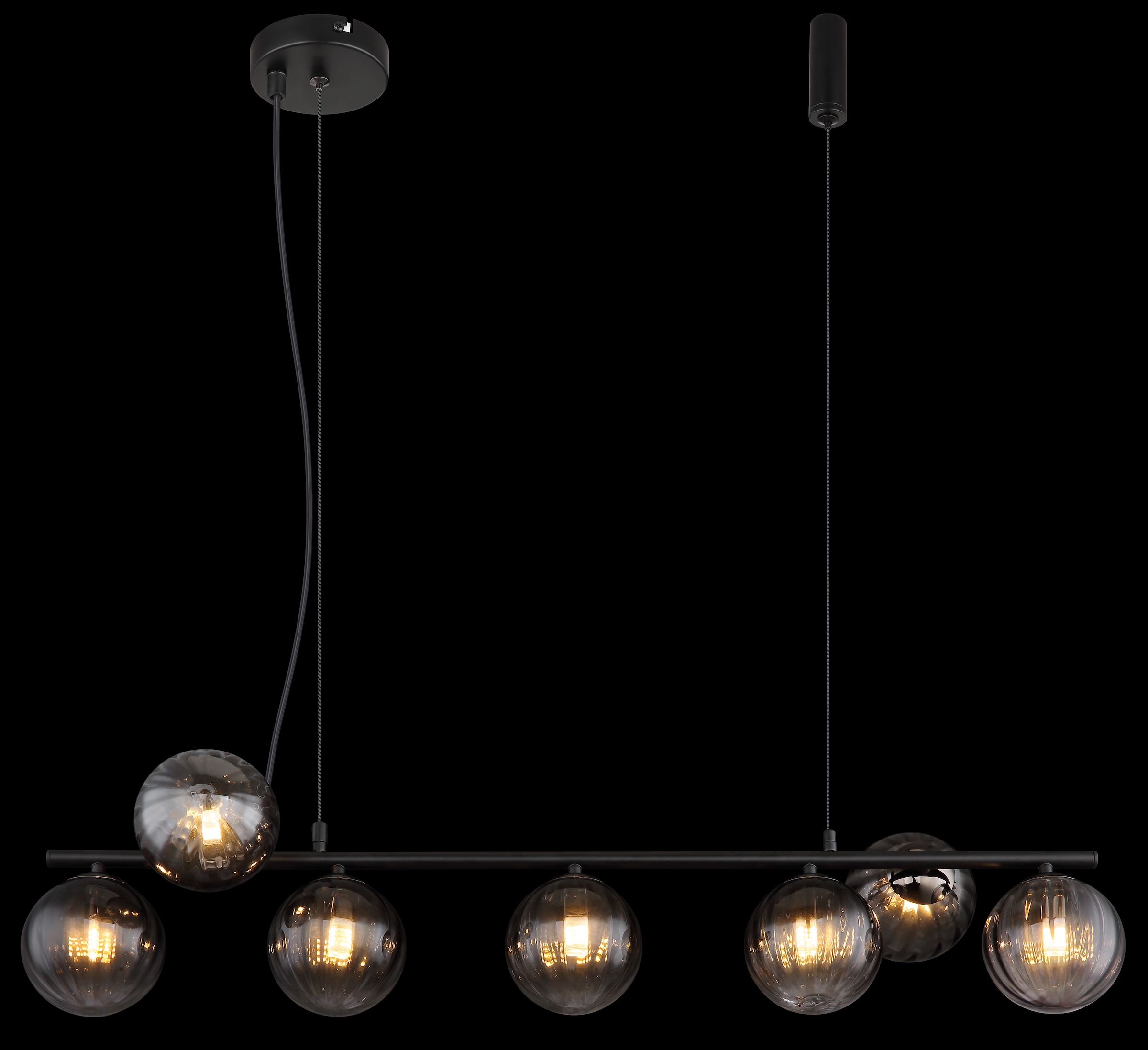 GLOBO LIGHTING Hängeleuchte »DALLERTA«, Leuchtmittel G9 | ohne Leuchtmittel, Hängelampe/Pendelleuchte/Glas rauchfarben/Höhe kürzbar/Esstisch
