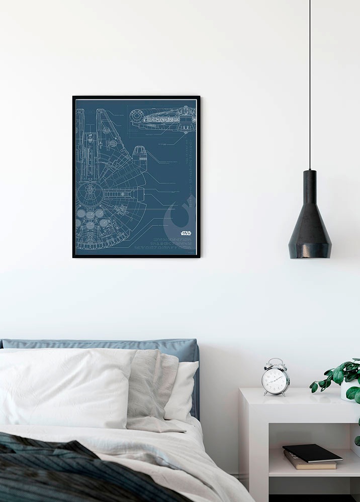 Komar Poster »Star Wars Blueprint Falcon«, Star Wars, (1 St.), Kinderzimmer, Schlafzimmer, Wohnzimmer