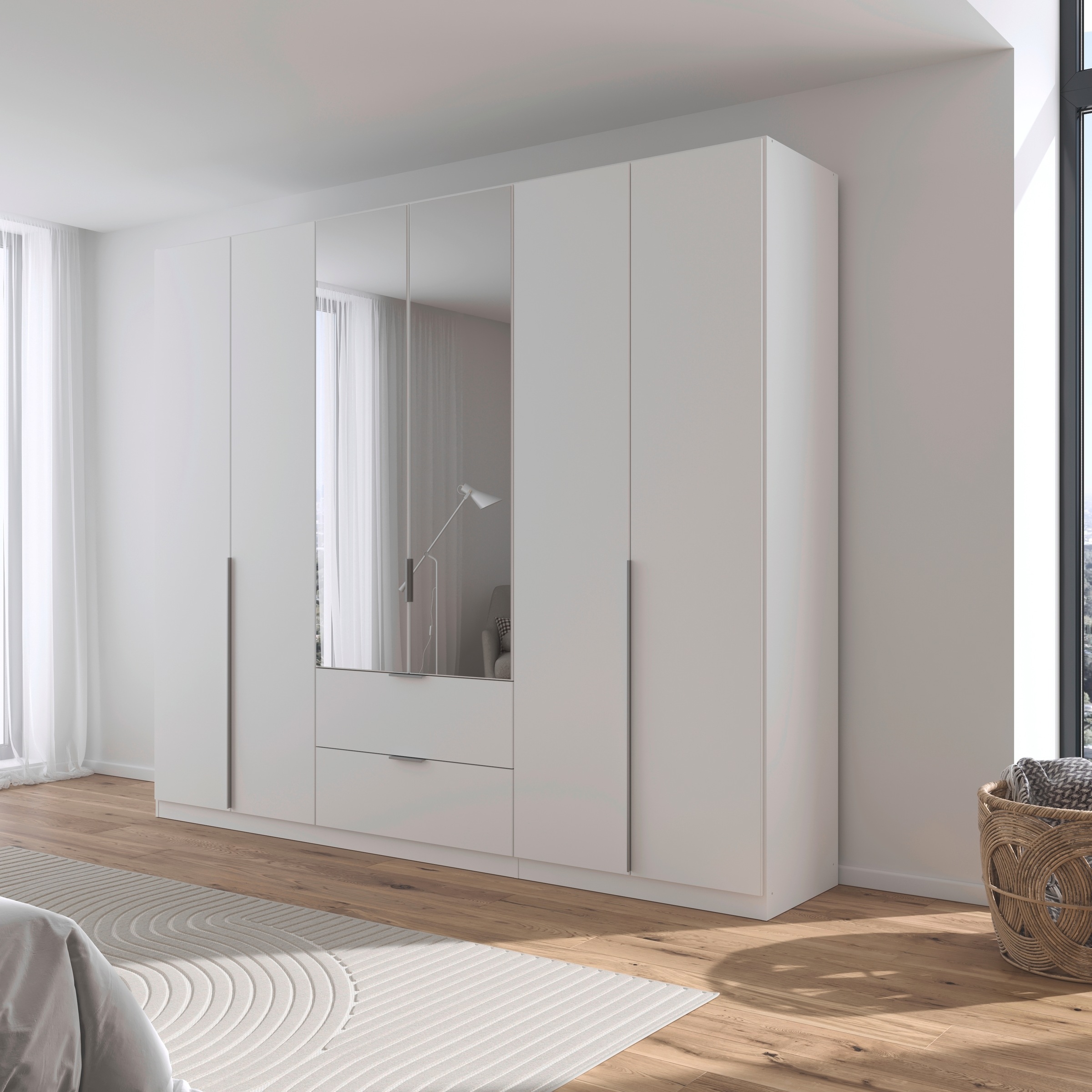 rauch Drehtürenschrank »Kleiderschrank Schrank Garderobe AGORDO mit Dekor- oder Hochglanzfront«, (in zwei Griff-Farben mit Dekor- oder Hochglanzfront), mit Außenschubkästen, in 6 Breiten und 2 Höhen MADE IN GERMANY