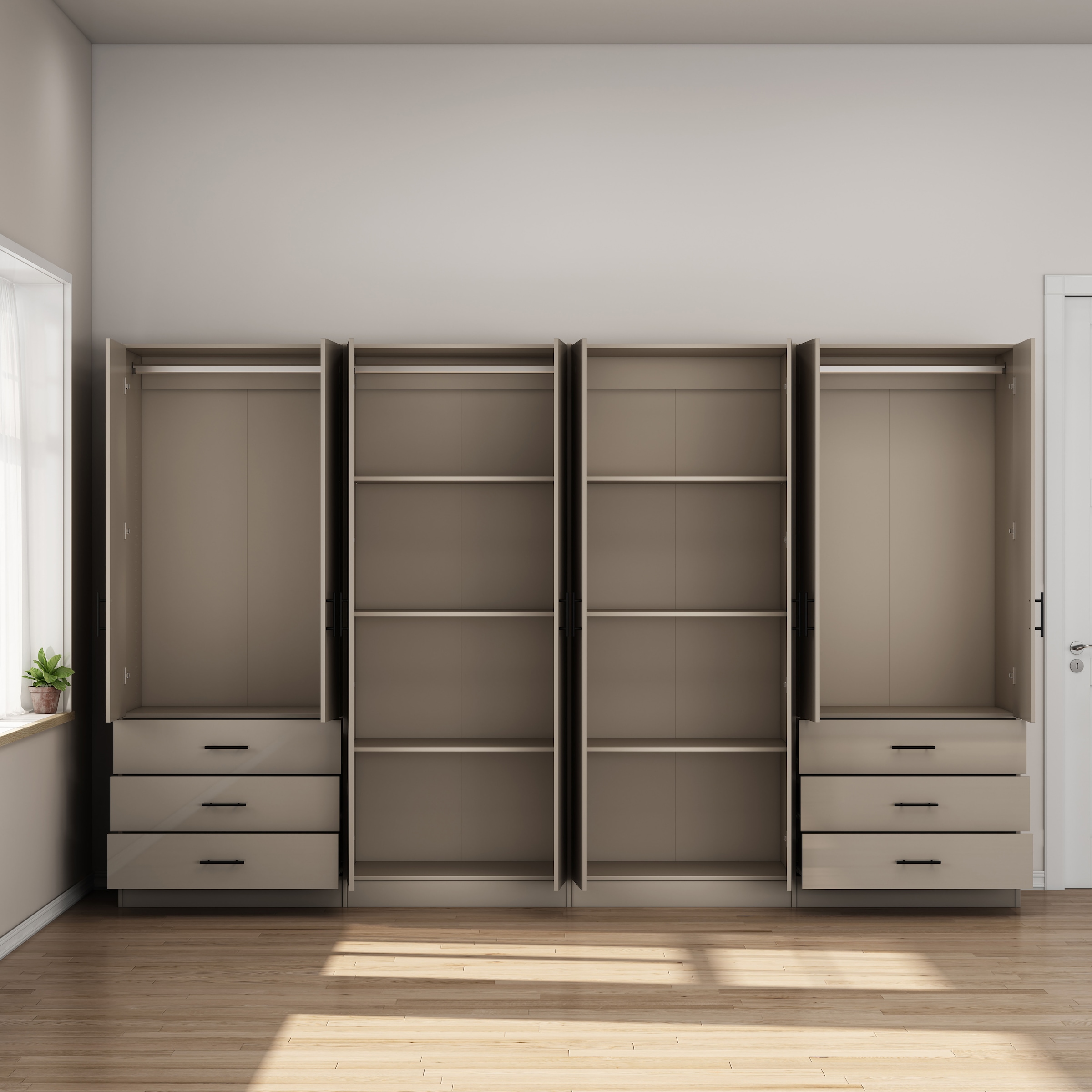 OTTO home Kleiderschrank »Trento Schlafzimmerschrank Garderobe hochglanz« Schrank mit 8 Türen und 6 Schubladen, hochglänzende Fronten