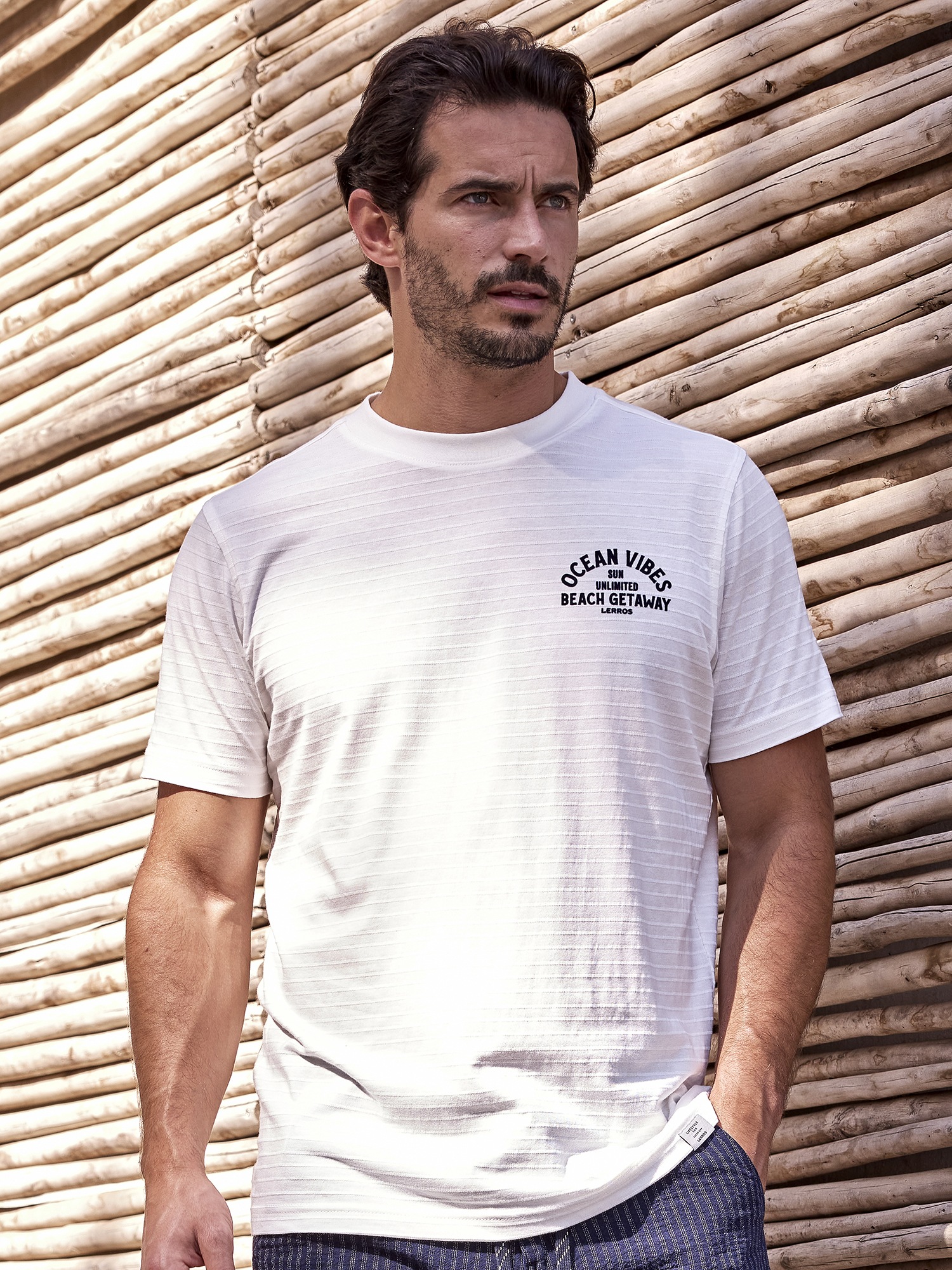 LERROS T-Shirt "Gestreiftes T-Shirt mit Front und Backprint" günstig online kaufen