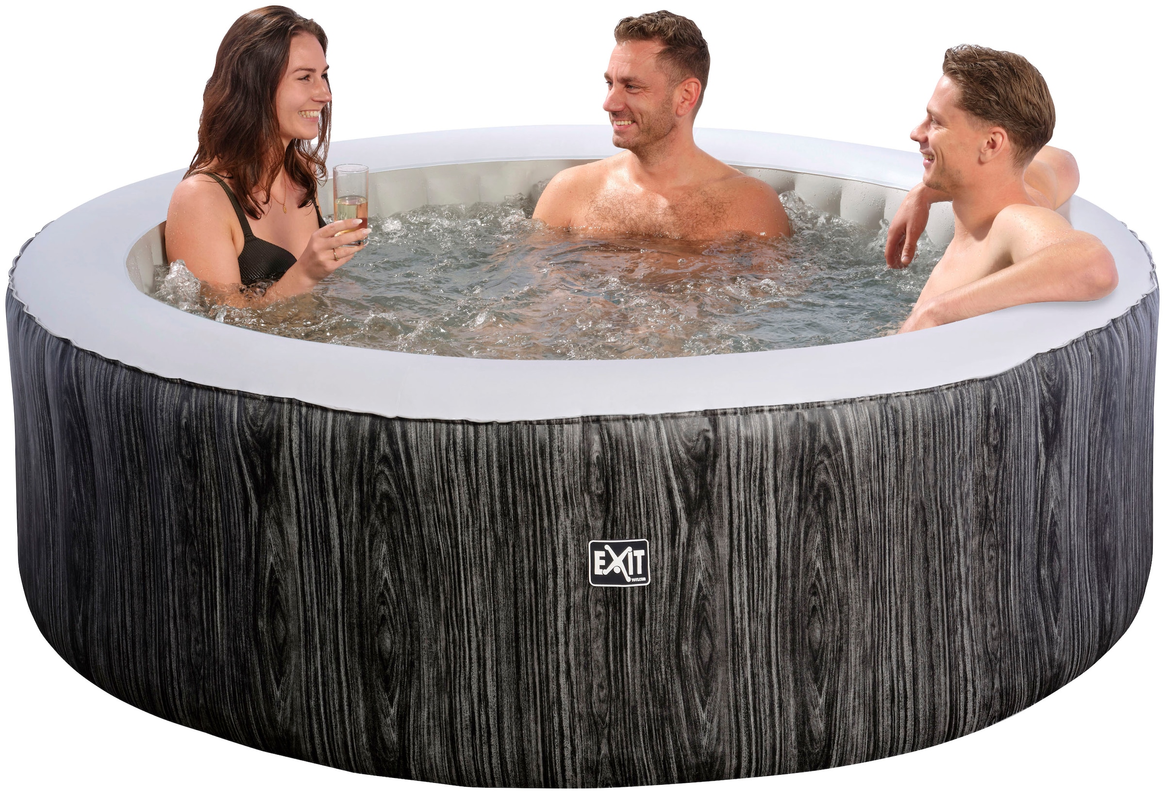 EXIT Whirlpool »Wood Deluxe«, für bis zu 4 Personen, dunkelgrau