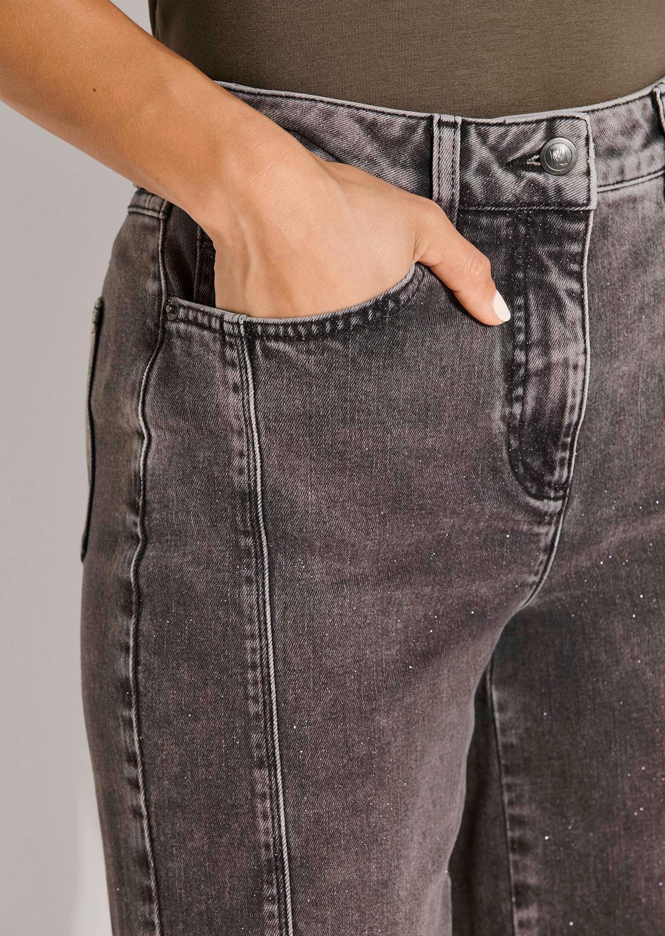 MADELEINE Regular-fit-Jeans »Hose Wide-Leg-Jeans mit Glitzer-Effekt«