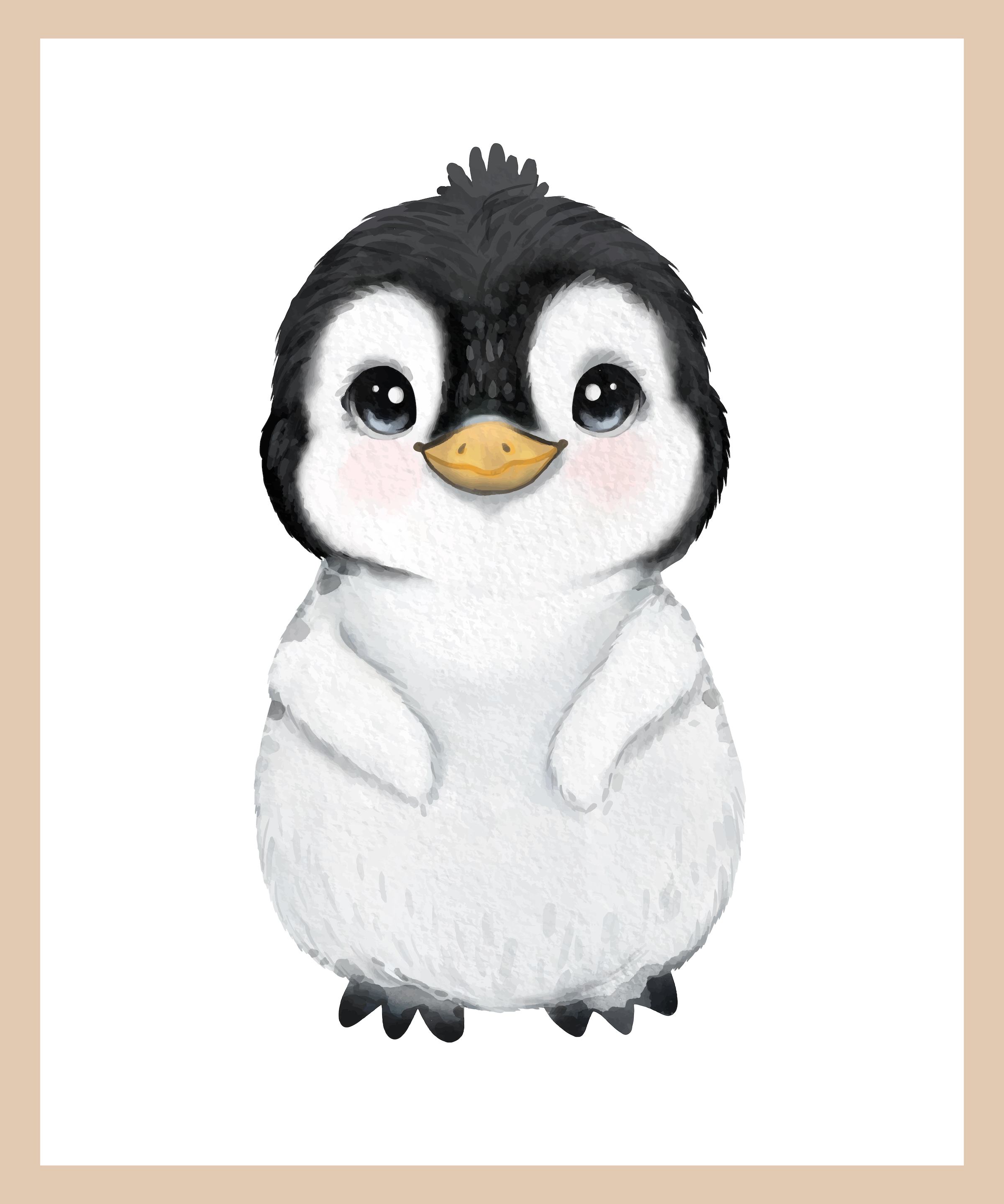 Lüttenhütt Bild mit Rahmen »Süßer Pinguin«, Fantasy-Pinguine-Tiere, (1 St.), Premium Rahmenbild, Motive in wunderschönen Pastelltönen