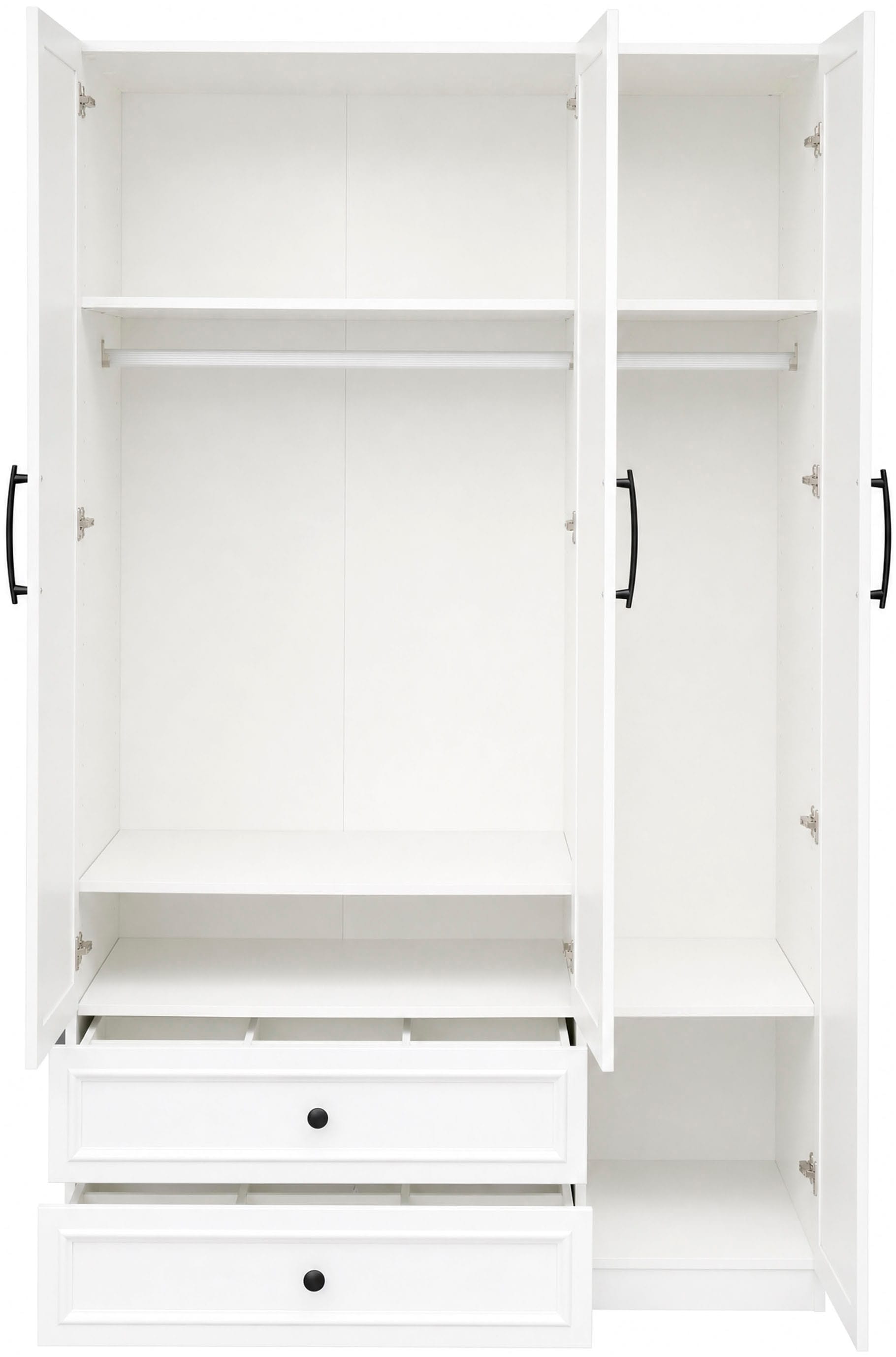 OTTO home Kleiderschrank »Arrian 120 cm Weiß | 3-türiger Drehtürenschrank im Landhausstil« Zeitloses Landhausdesign trifft auf durchdachte Stauraumlösungen