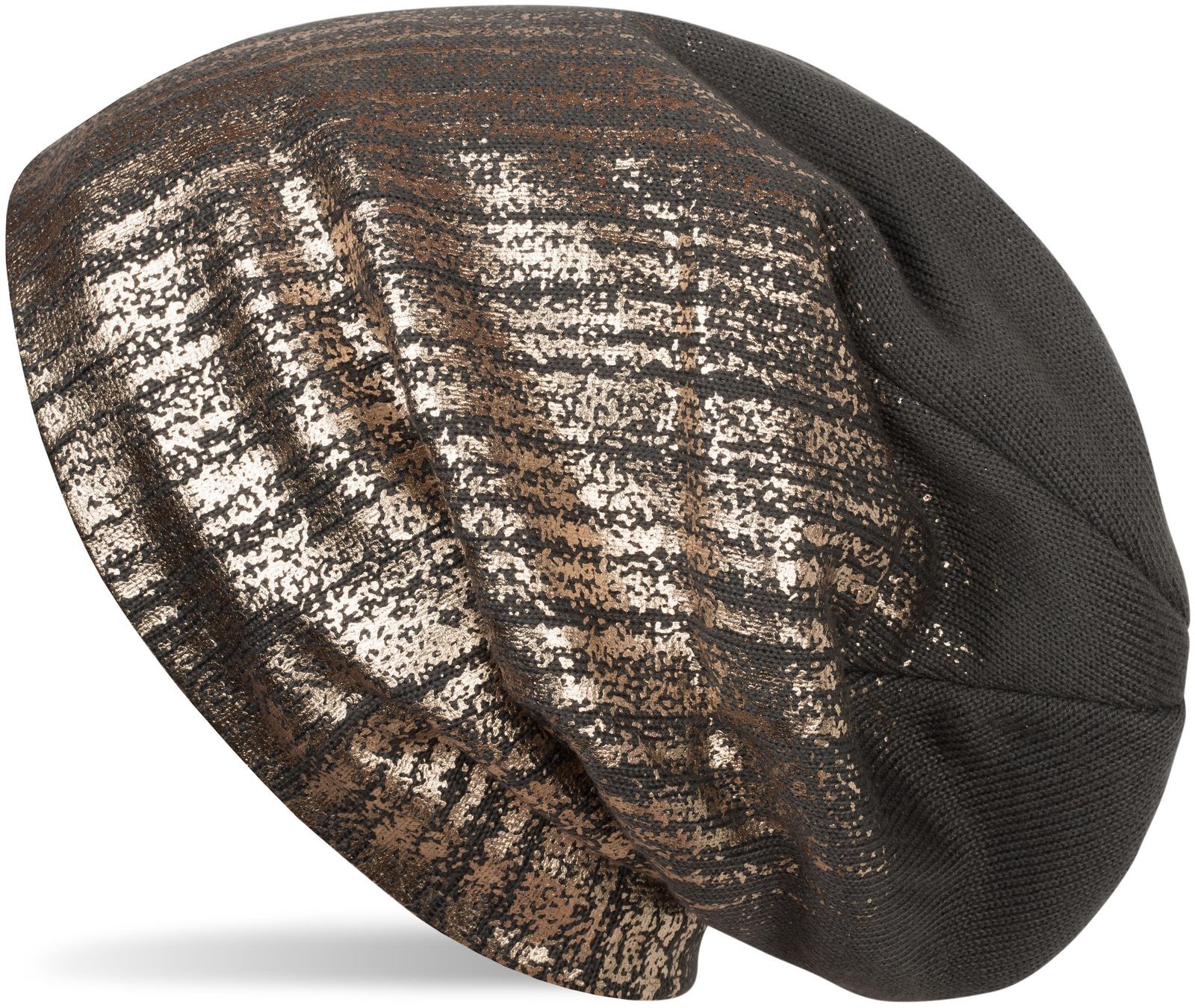 styleBREAKER Strickmütze "Feinstrick Beanie mit Metallic Print" 1 Stk.