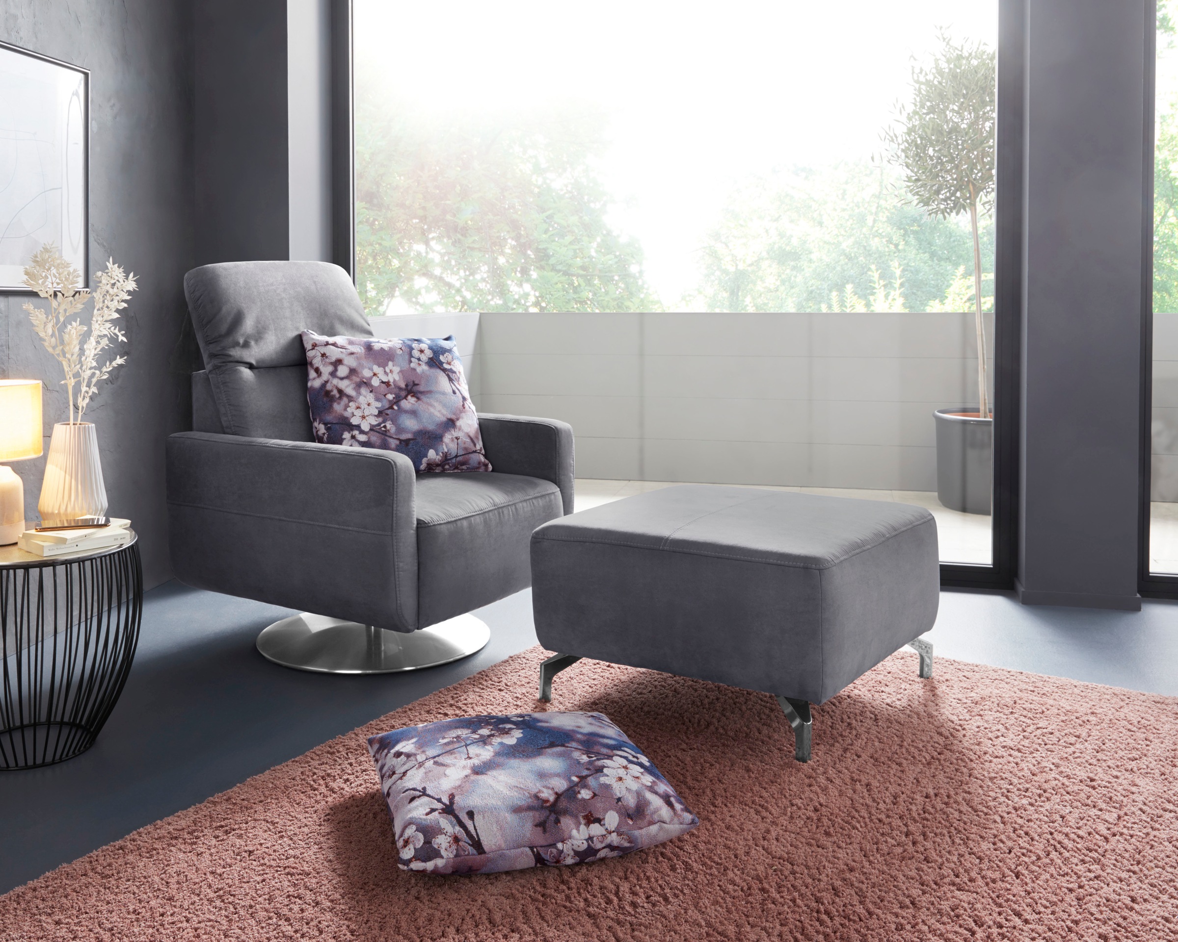 Thumbnail - sit&more Hocker "Gizeh" Fußhöhe 12 cm, wahlweise in 2 unterschiedlichen Fußfarben