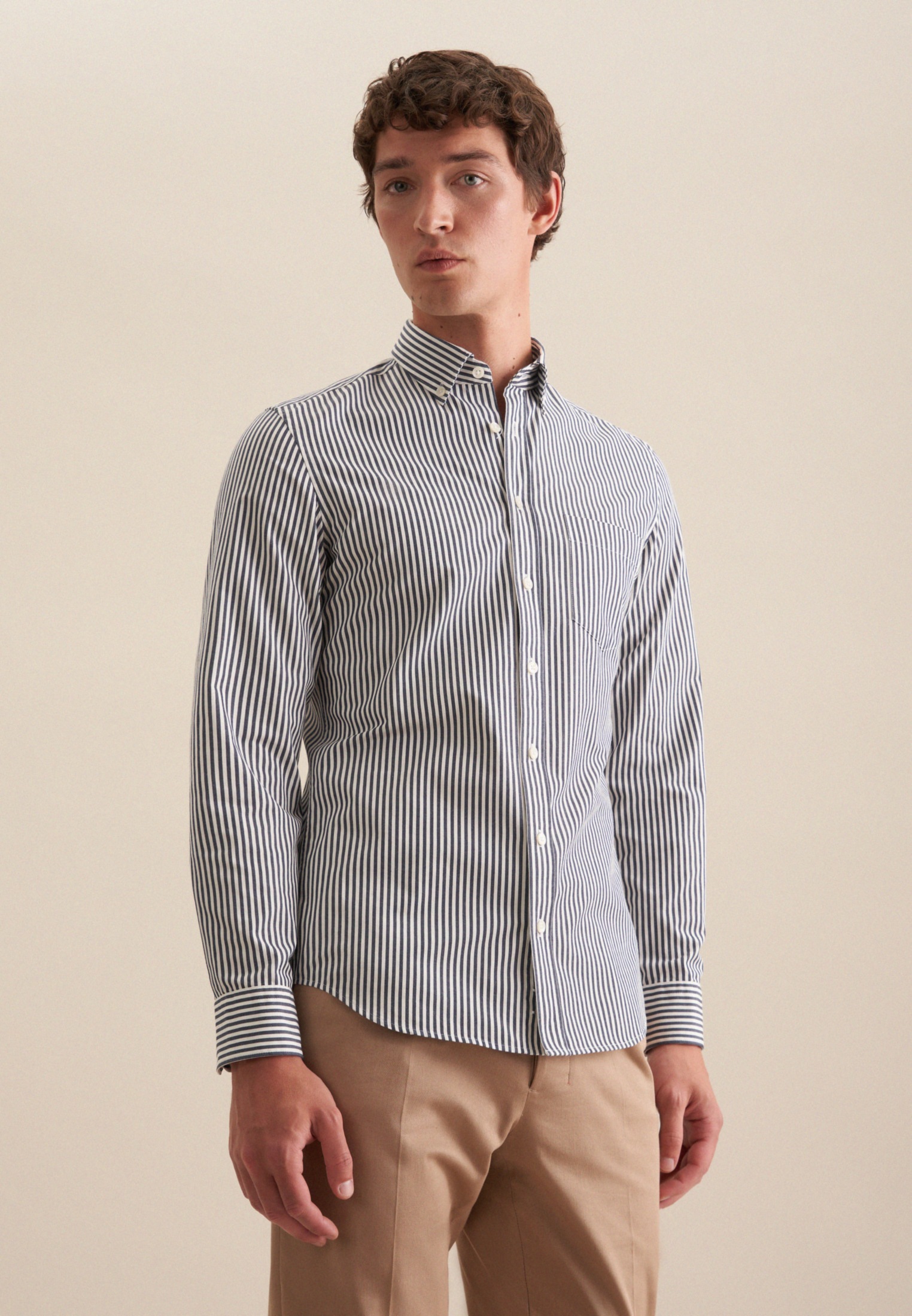 seidensticker Businesshemd "Schwarze Rose" Slim 1/1 Button-Down-Kragen Stre günstig online kaufen