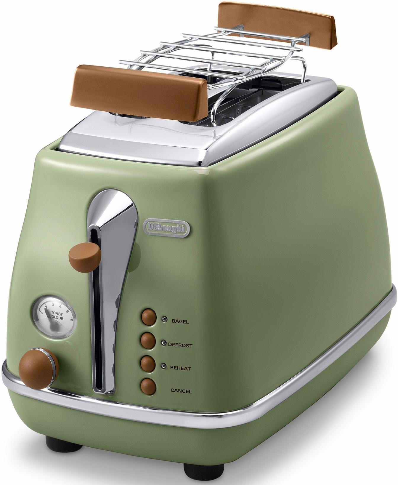 Rechnung Look, »CTOV BAUR kurze 2103.BG««, Toaster | Retro 900 Schlitze, W, auf grün Vintage »Incona De\'Longhi im 2