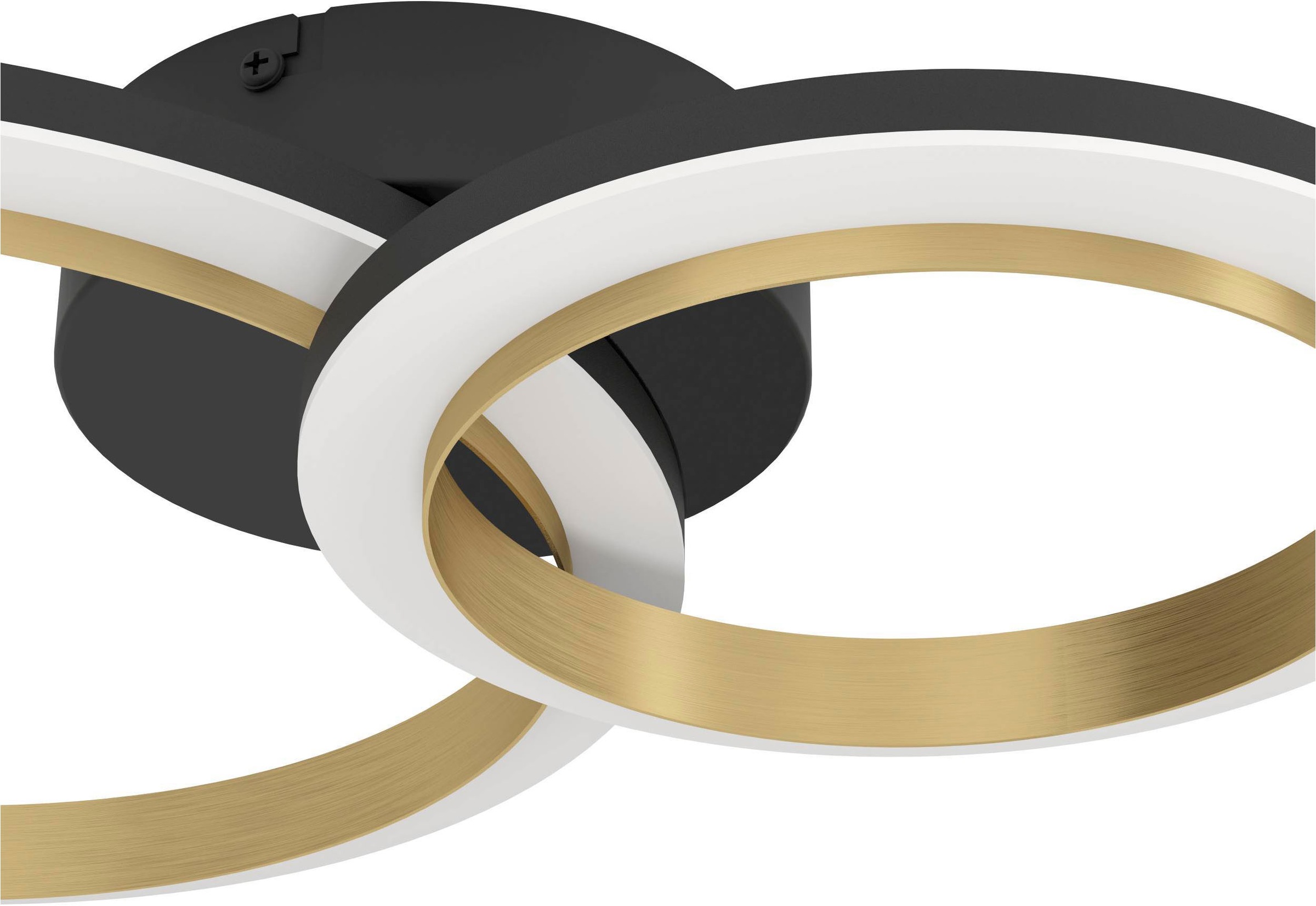 EGLO Deckenleuchte »Calliera Deckenlampe, Metall und Kunststoff, Bürolampe Decke, Lampe« LED-Modul 1 Stk. Neutralweiß Wand-/Deckenleuchte - L42 x B30 x H8 cm - schwarz, messing - 12W inkl.