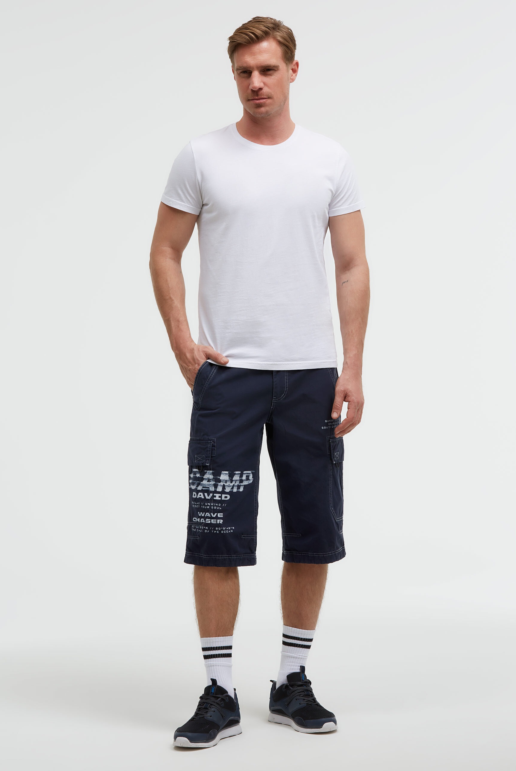 Skaterbermudas CAMP DAVID, Herren, Gr. S, Normalgrößen, blau, Popeline, Material: 100% Baumwolle, bedruckt, regular fit knielang, Hosen, aus Baumwolle 2
