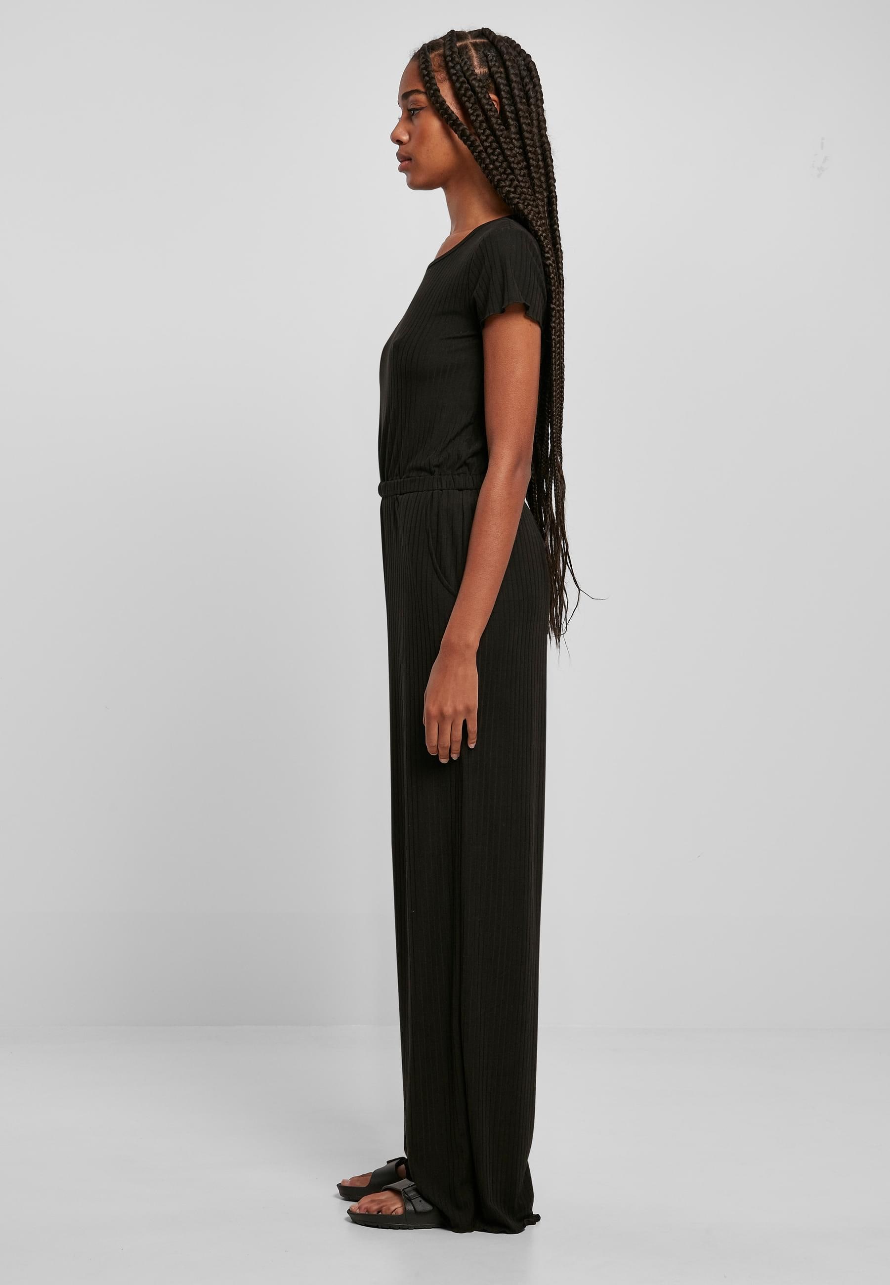 URBAN CLASSICS Jumpsuit »Urban Classics Damen Ladies Rib Wid Leg Jumpsuit«, (1 tlg.)