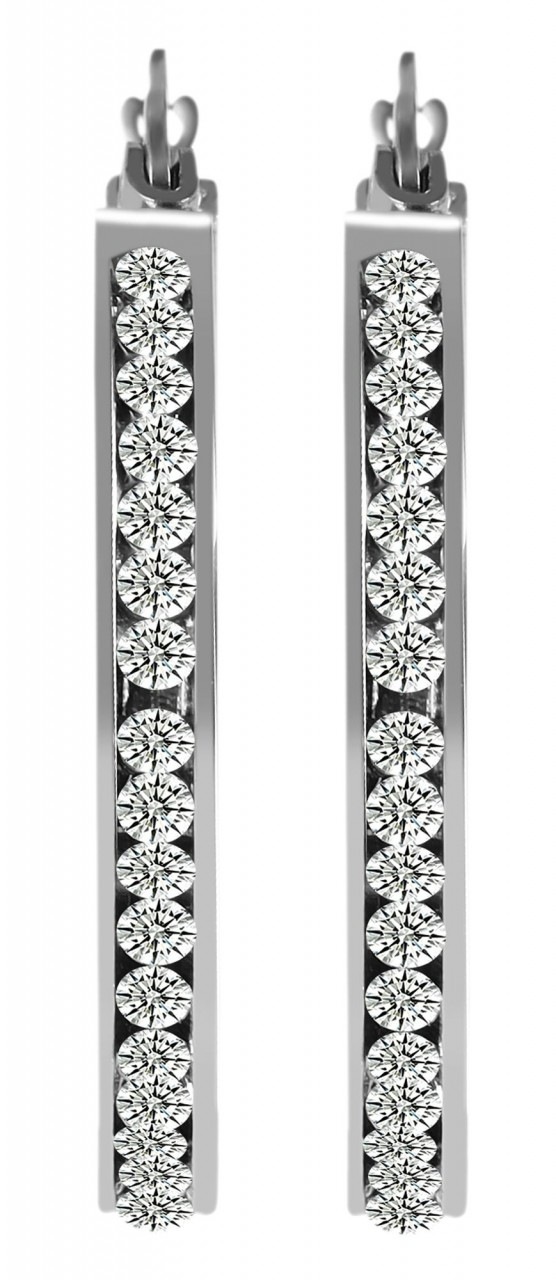 Paar Creolen ADELIA´S "Damen Creolen aus poliertem Edelstahl und Strass Ø 25 mm", silber, Ohrringe, Damen, Damen, Edelstahl 2